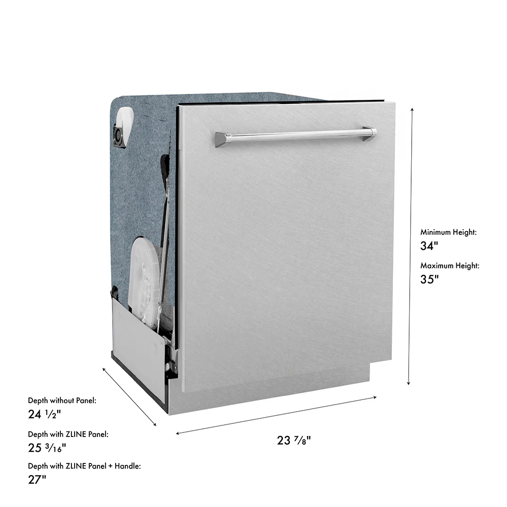 ZLINE 24 in. Monument Series 3rd Rack Dishwasher with Auto Door Open Drying, 44dBa, Satin Stainless Steel Panel (DWMT-SN-24) - Image 23