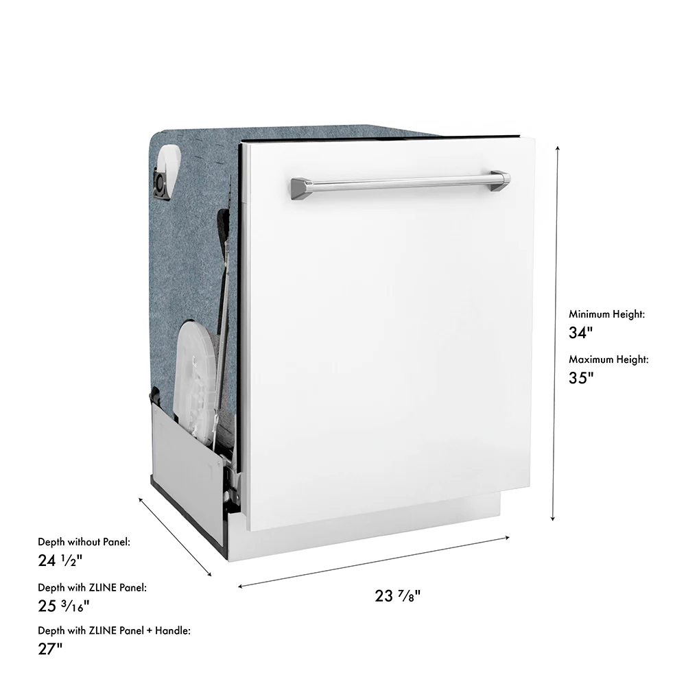 ZLINE 24 in. Monument Series 3rd Rack Dishwasher with Auto Door Open Drying, 44dBa, White Matte Panel (DWMT-WM-24) - Image 20