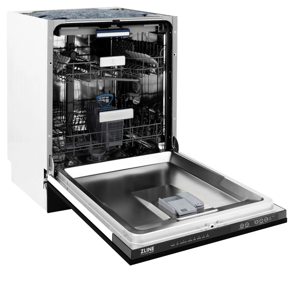ZLINE 24" Tallac Series 3rd Rack Tall Tub Dishwasher in Black Matte with Stainless Steel Tub, 51dBa (DWV-BLM-24) - Image 9