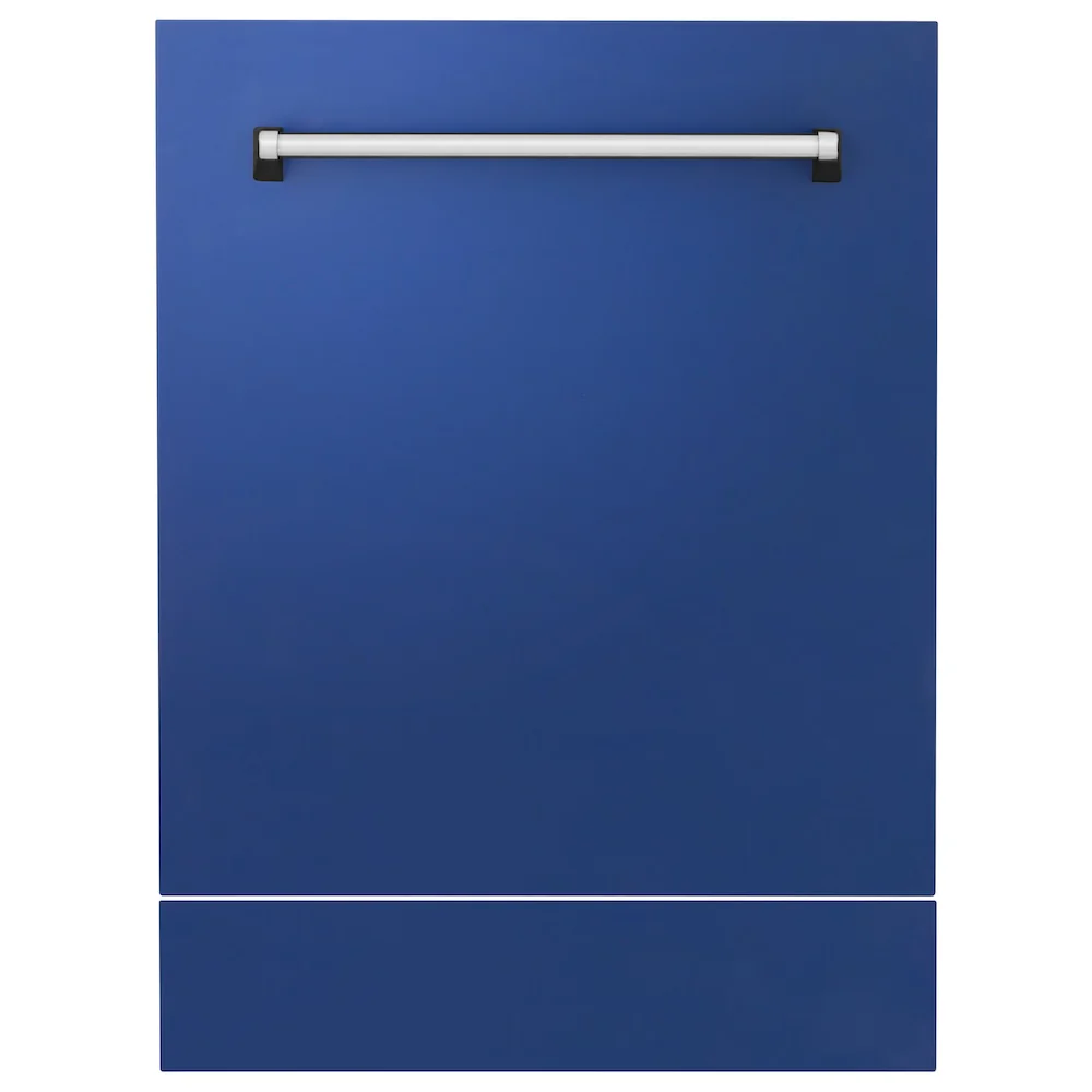 ZLINE 24" Tallac Dishwasher Panel in Blue Matte with Traditional Handle (DPV-BM-24) - Image 2