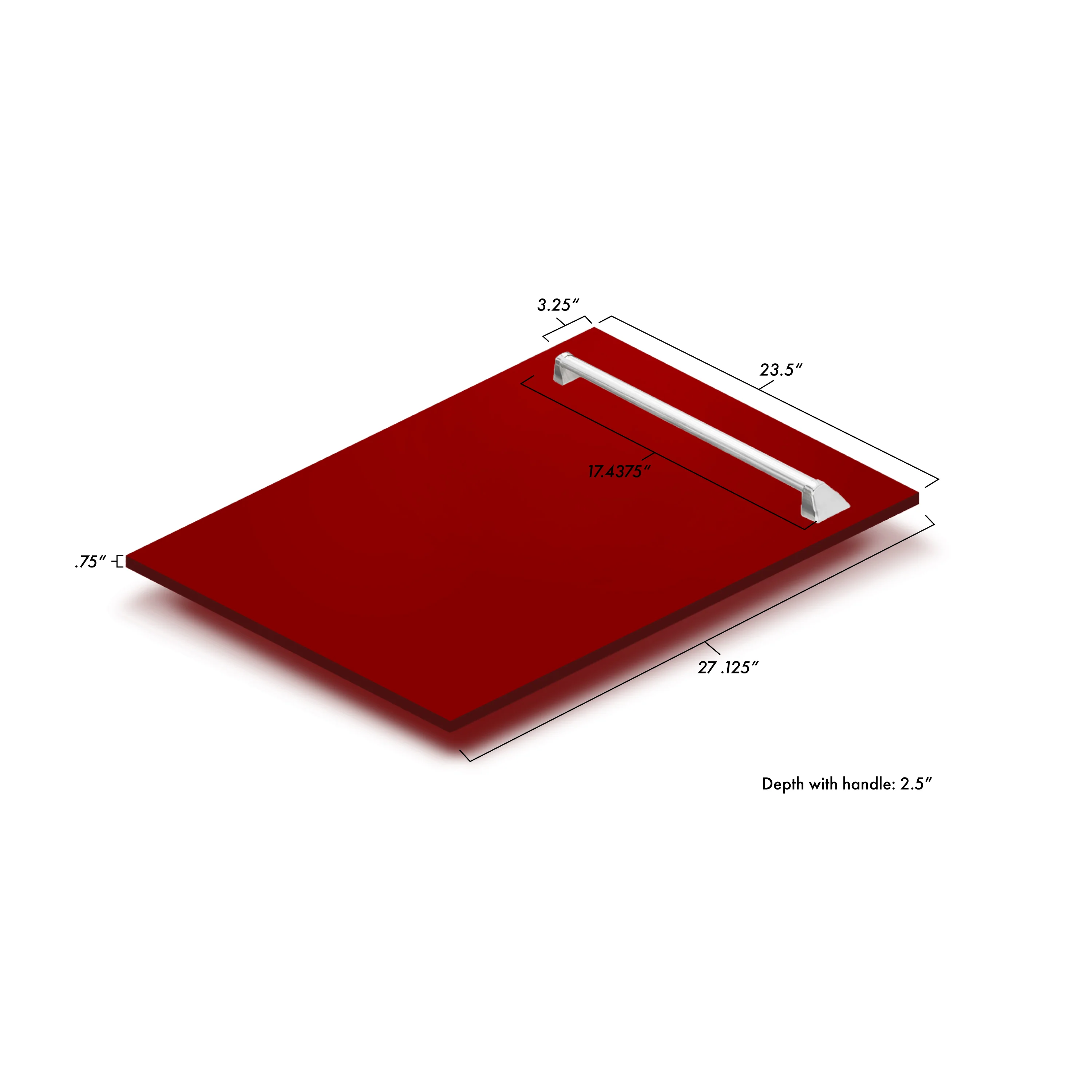 ZLINE 24" Tallac Dishwasher Panel in Red Gloss with Traditional Handle (DPV-RG-24) - Image 5