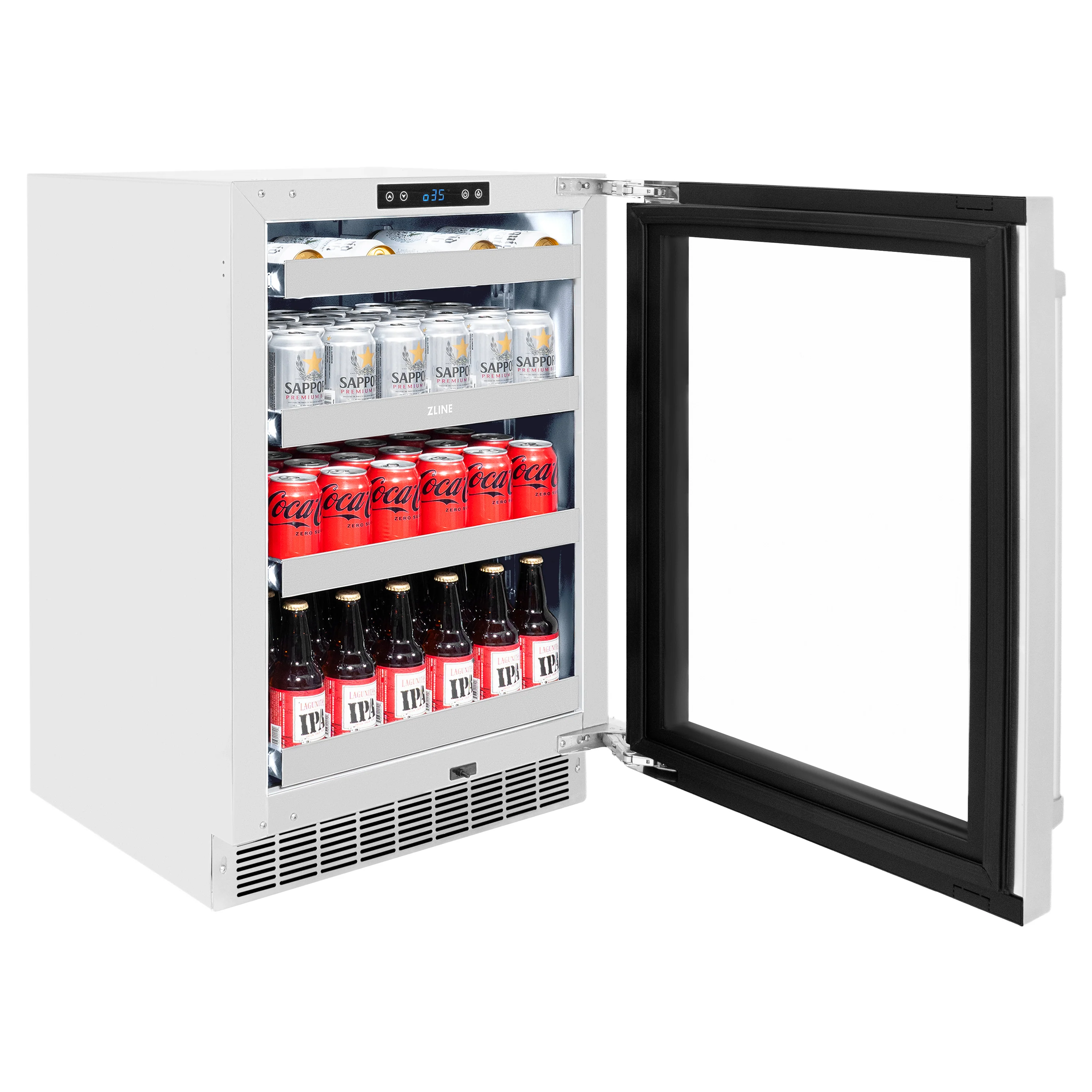 ZLINE 24 in. Touchstone 151 Can Beverage Fridge With Stainless Steel Glass Door (RBSO-GS-24) - Image 6