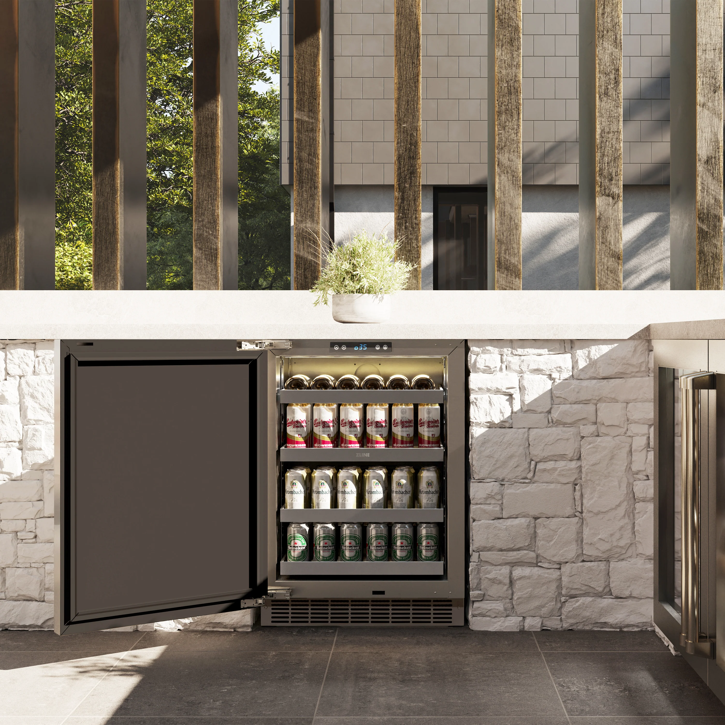 ZLINE 24 in. Touchstone 151 Can Beverage Fridge With Solid Stainless Steel Door (RBSO-ST-24) - Image 16