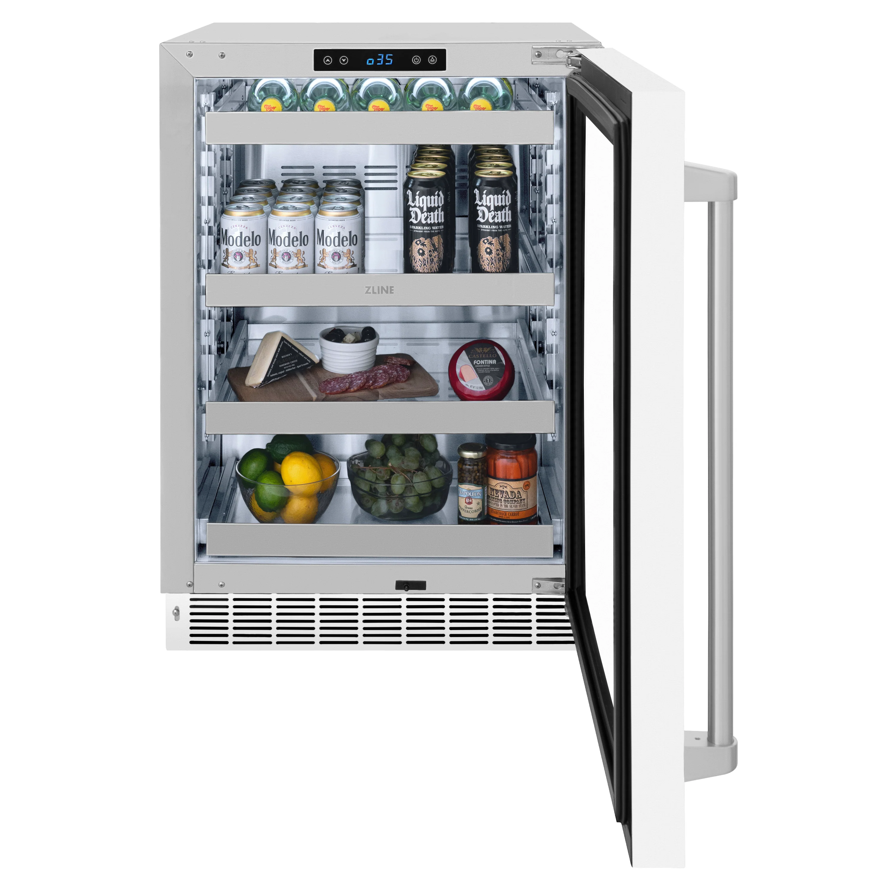 ZLINE 24 in. Touchstone 151 Can Beverage Fridge With White Matte Glass Door (RBSO-WM-24) - Image 6