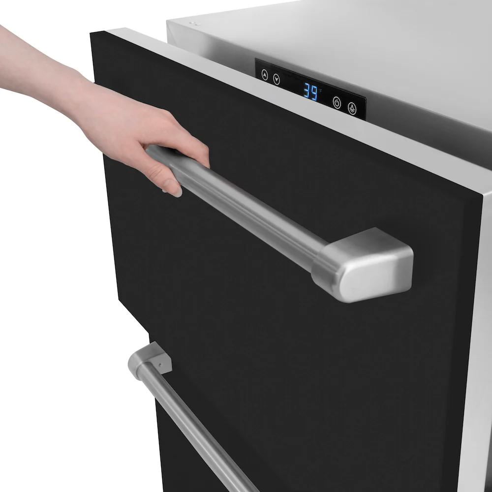 ZLINE 24 in. Touchstone 168 Can Outdoor-Rated Dual Refrigerator Drawer with Black Matte Doors (RDSO-BLM-24) - Image 10