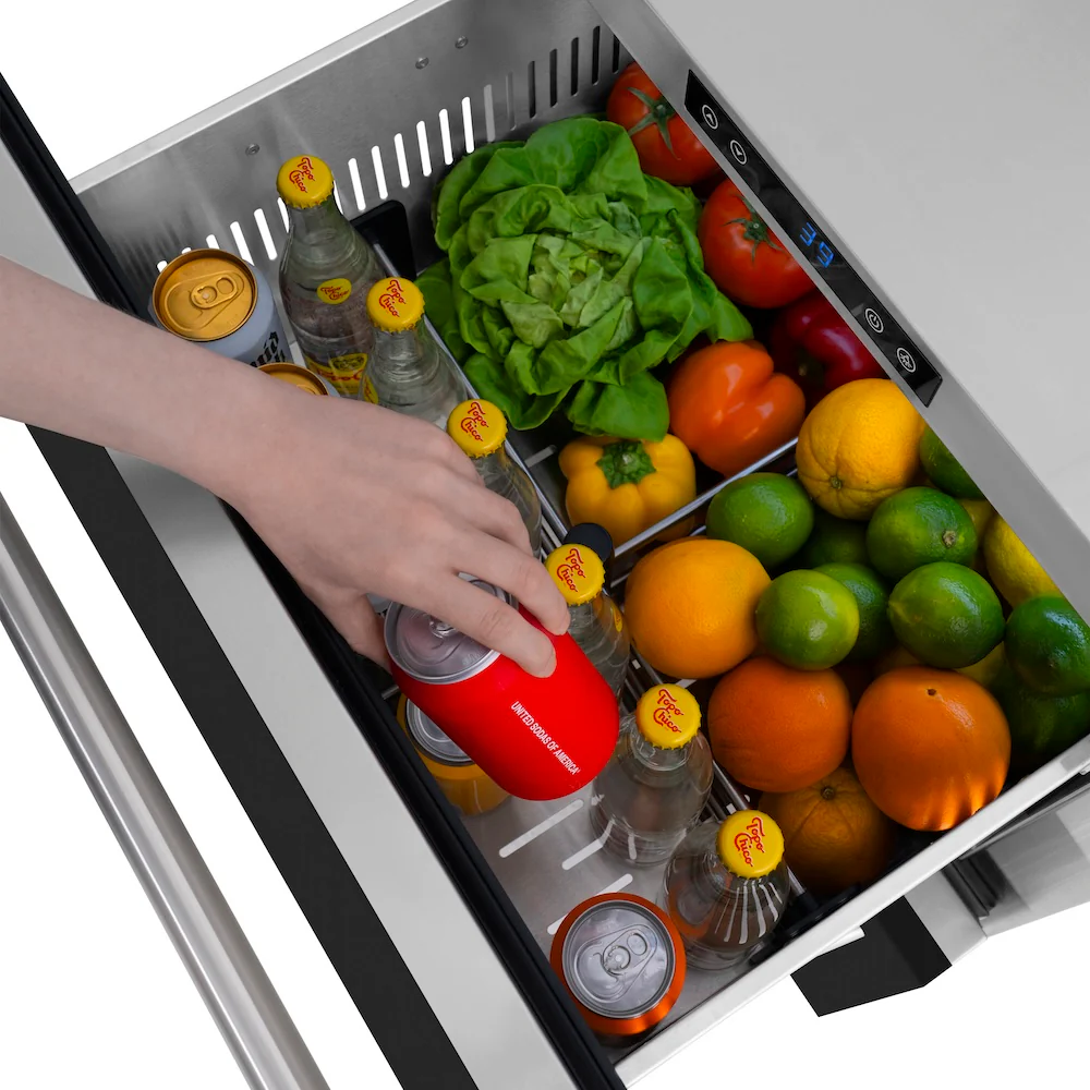 ZLINE 24 in. Touchstone 168 Can Outdoor-Rated Dual Refrigerator Drawer with Black Matte Doors (RDSO-BLM-24) - Image 11
