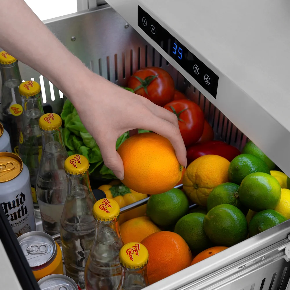 ZLINE 24 in. Touchstone 168 Can Outdoor-Rated Dual Refrigerator Drawer with Black Matte Doors (RDSO-BLM-24) - Image 12