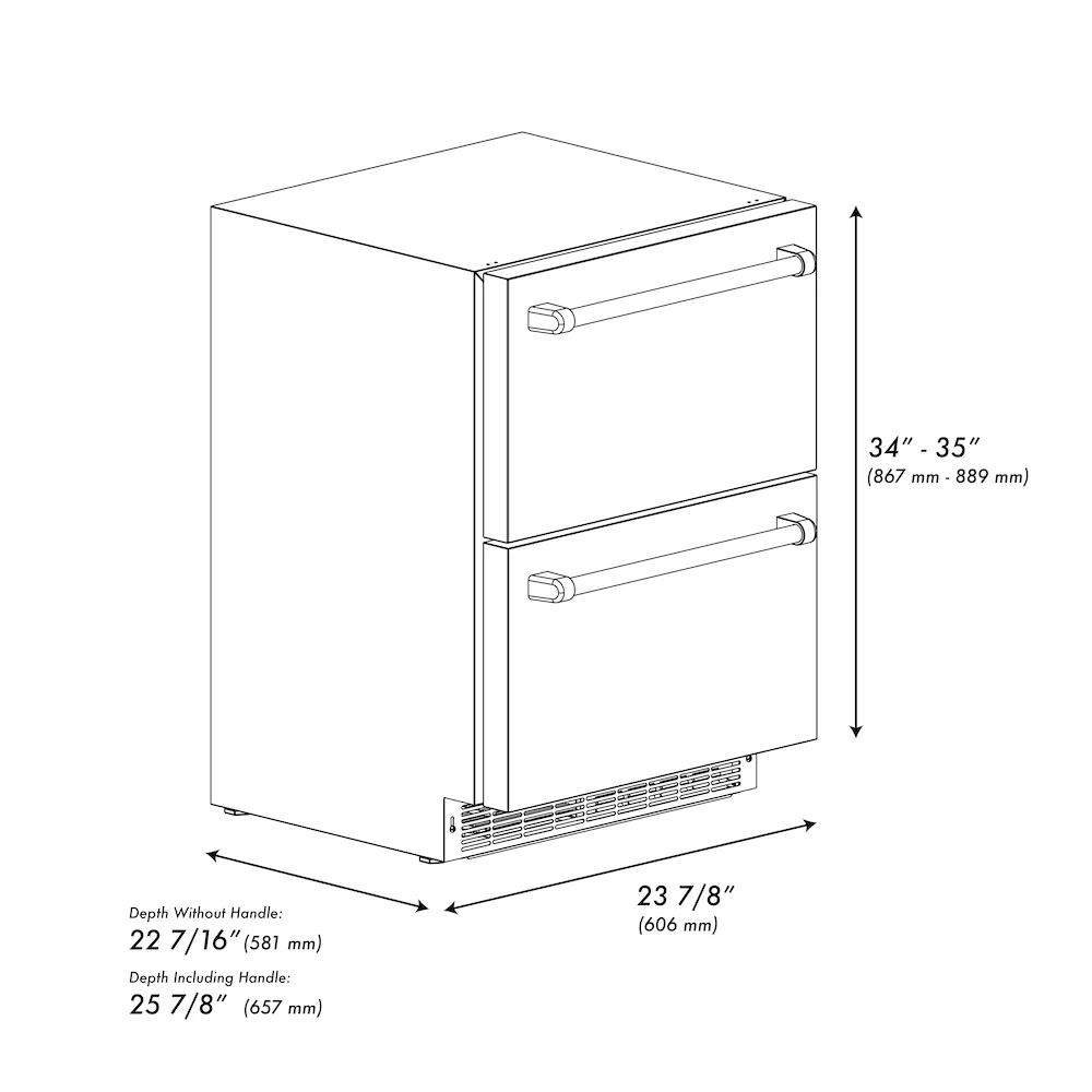 ZLINE 24 in. Touchstone 168 Can Outdoor-Rated Dual Refrigerator Drawer with Black Matte Doors (RDSO-BLM-24) - Image 16