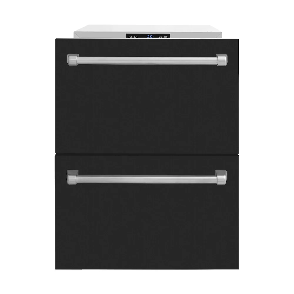 ZLINE 24 in. Touchstone 168 Can Outdoor-Rated Dual Refrigerator Drawer with Black Matte Doors (RDSO-BLM-24) - Image 3