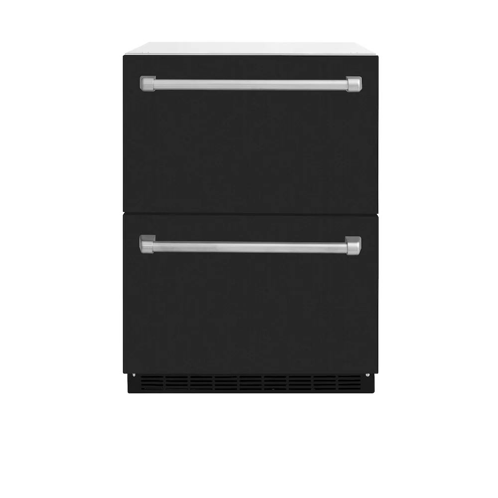 ZLINE 24 in. Touchstone 168 Can Outdoor-Rated Dual Refrigerator Drawer with Black Matte Doors (RDSO-BLM-24) - Image 4