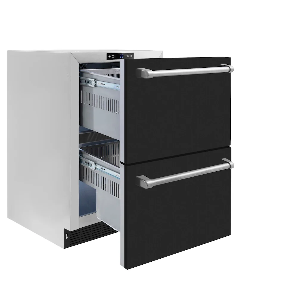 ZLINE 24 in. Touchstone 168 Can Outdoor-Rated Dual Refrigerator Drawer with Black Matte Doors (RDSO-BLM-24) - Image 6