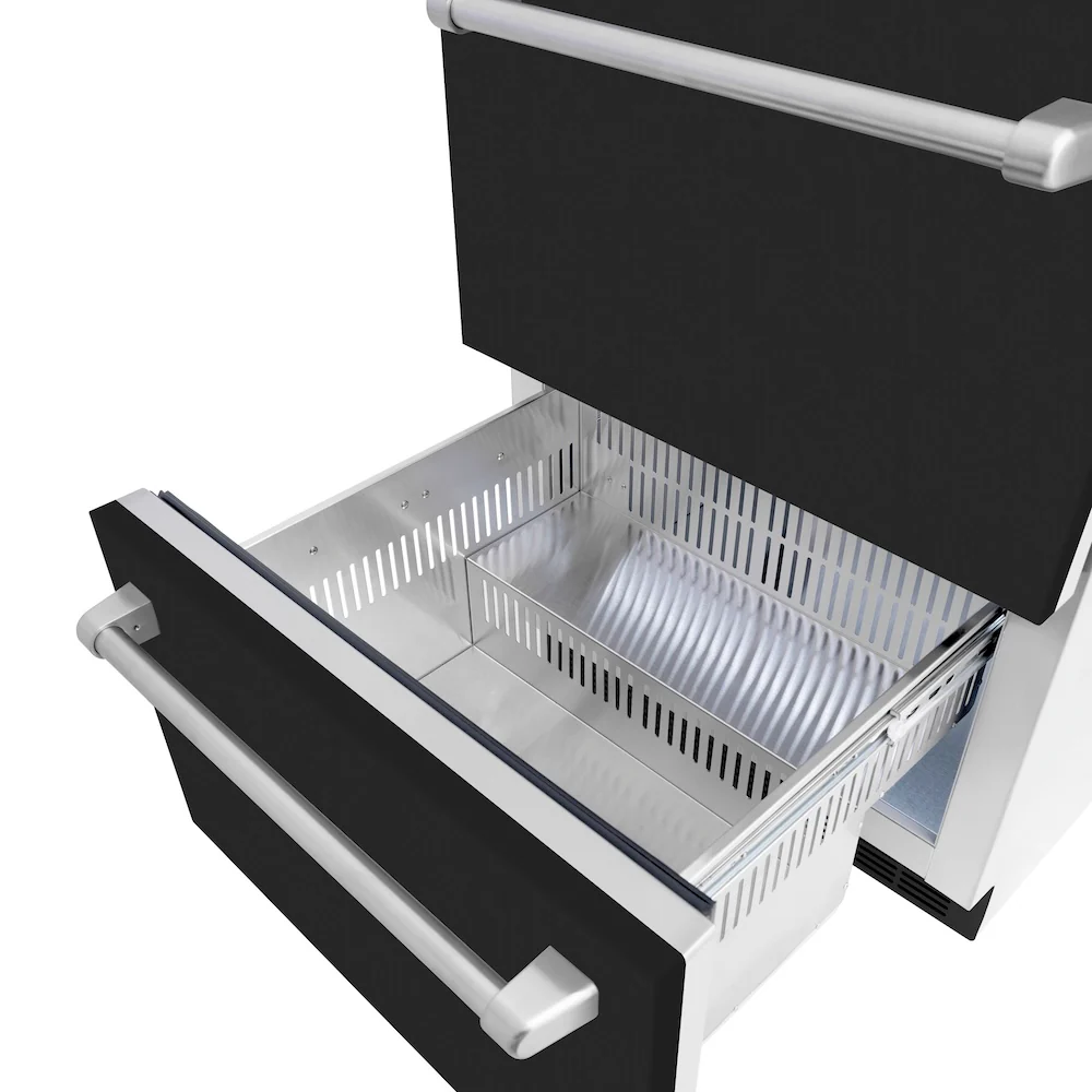 ZLINE 24 in. Touchstone 168 Can Outdoor-Rated Dual Refrigerator Drawer with Black Matte Doors (RDSO-BLM-24) - Image 9