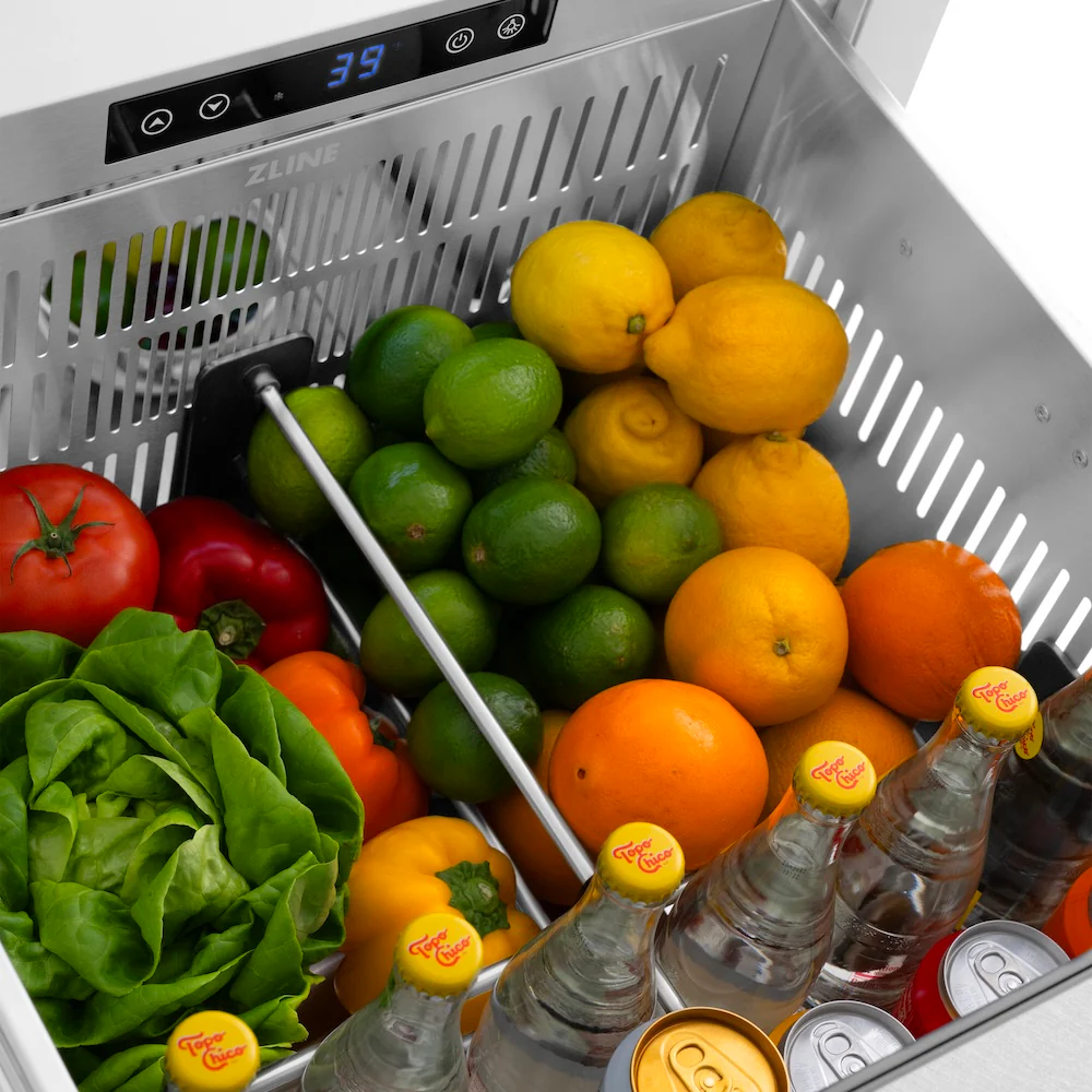 ZLINE 24 in. Touchstone 168 Can Outdoor-Rated Dual Refrigerator Drawer with Satin Stainless Steel Doors (RDSO-SN-24) - Image 12