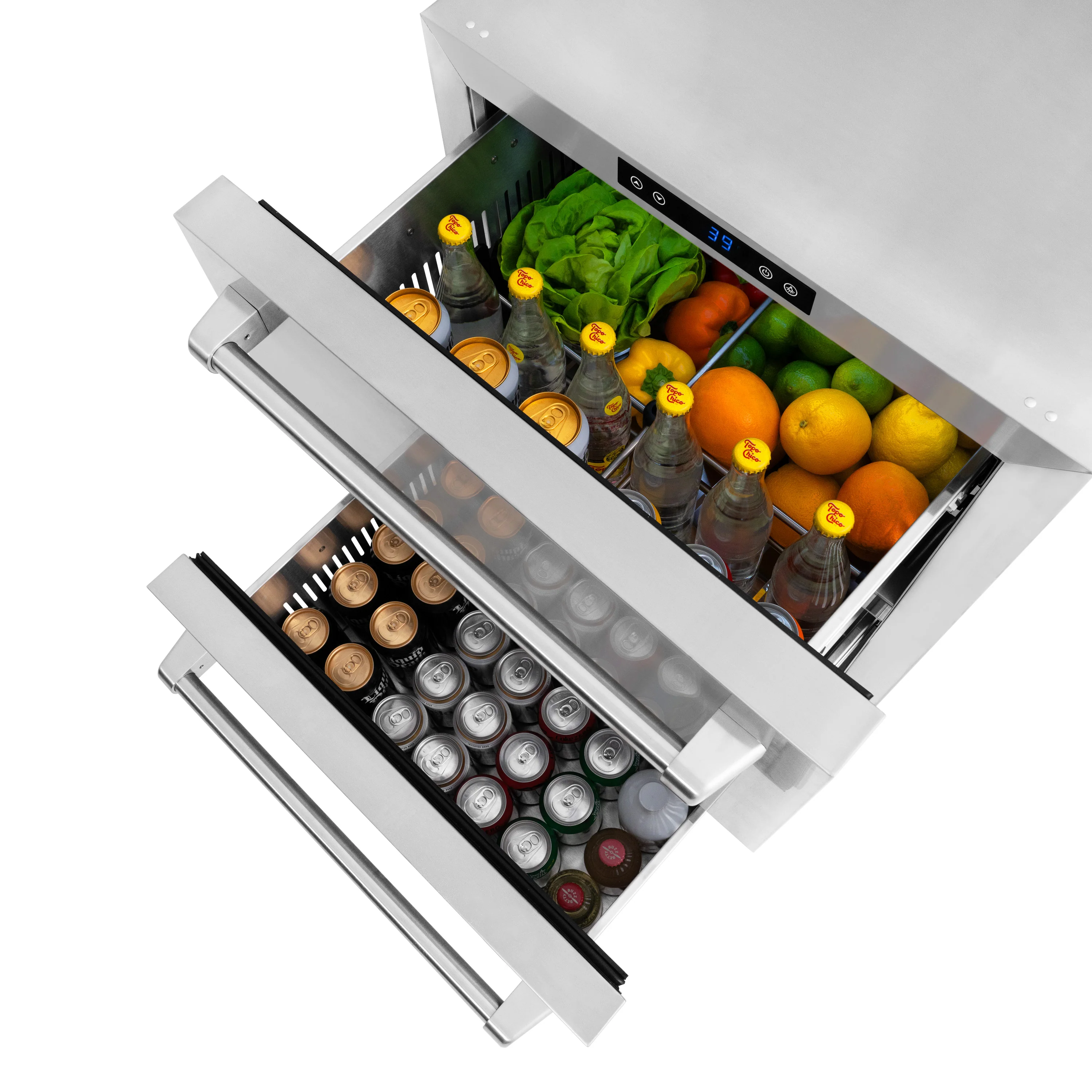 ZLINE 24 in. Touchstone 168 Can Outdoor-Rated Dual Refrigerator Drawer with Stainless Steel Doors (RDSO-ST-24) - Image 14