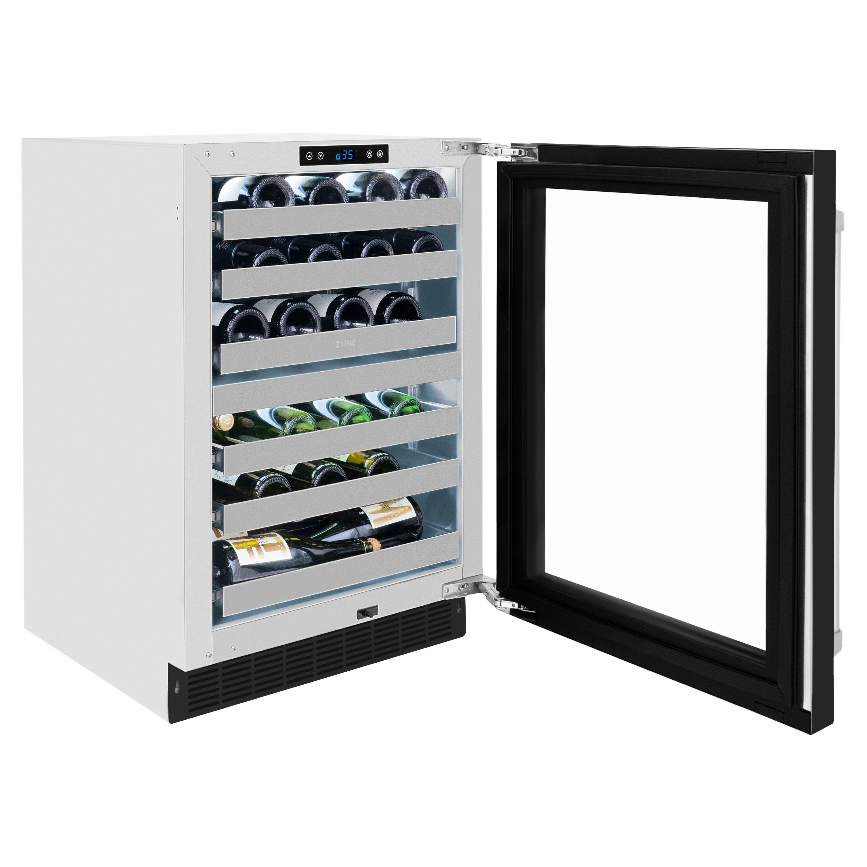 ZLINE 24 in. Touchstone Dual Zone 44 Bottle Wine Cooler With Black Matte Glass Door (RWDO-BLM-24) - Image 5