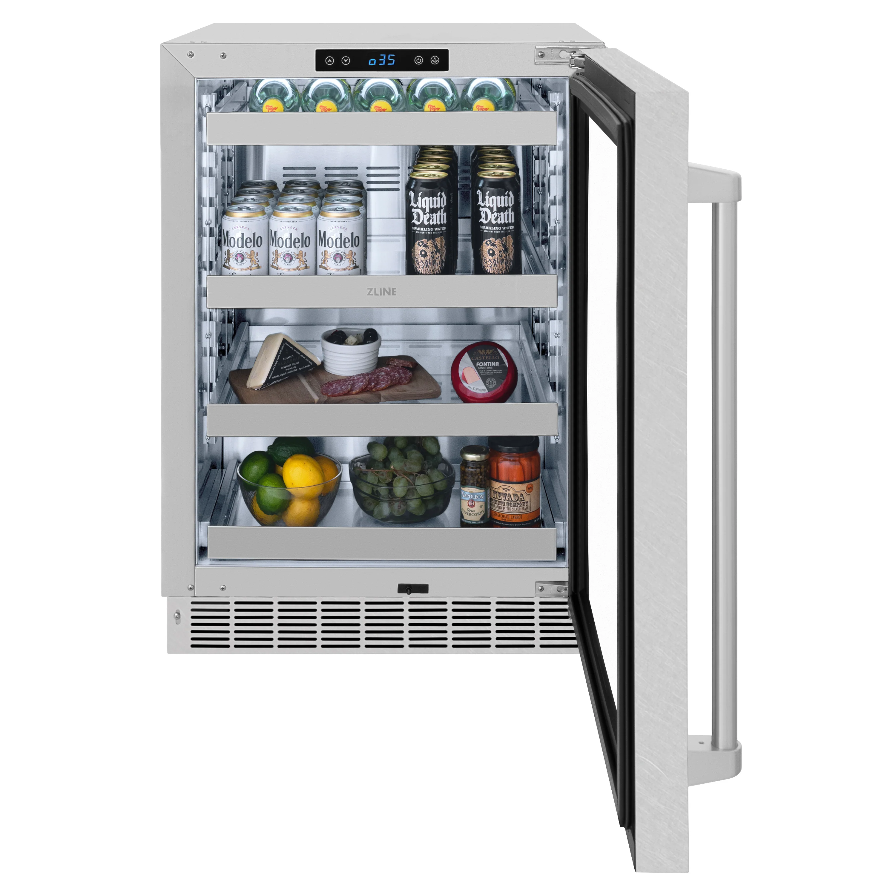 ZLINE 24 in. Touchstone Dual Zone 44 Bottle Wine Cooler with Satin Stainless Steel Glass Door (RWDO-SN-24) - Image 6