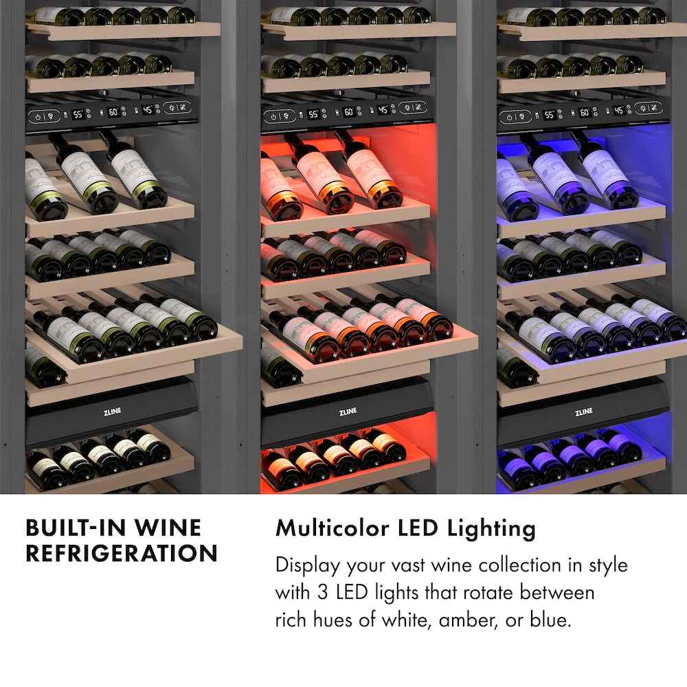 ZLINE 24 in. 12.4 cu. ft. Triple Zone 100 Bottle Column Wine Cooler in Black Stainless Steel (RCWV-BS-24) - Image 11