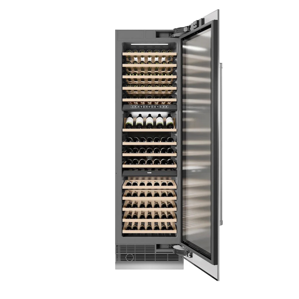 ZLINE 24 in. 12.4 cu. ft. Triple Zone 100 Bottle Column Wine Cooler in Stainless Steel (RCWV-304-24) - Image 4