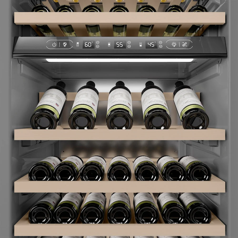 ZLINE 24 in. 12.4 cu. ft. Triple Zone 100 Bottle Column Wine Cooler in White Matte (RCWV-WM-24) - Image 6