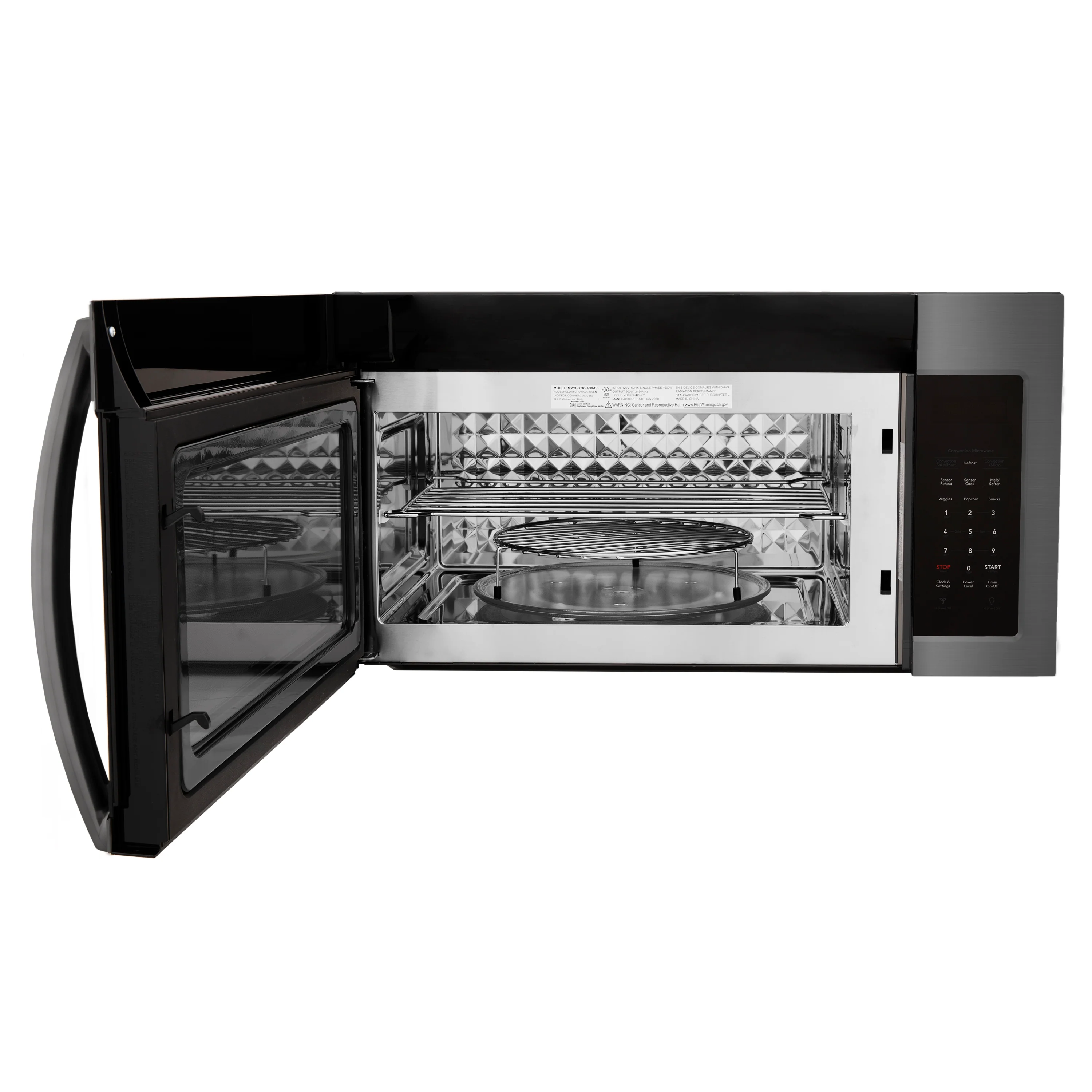 ZLINE 30" 1.5 cu. ft. Over the Range Microwave in Black Stainless Steel with Modern Handle and Set of 2 Charcoal Filters (MWO-OTRCF-30-BS) - Image 6