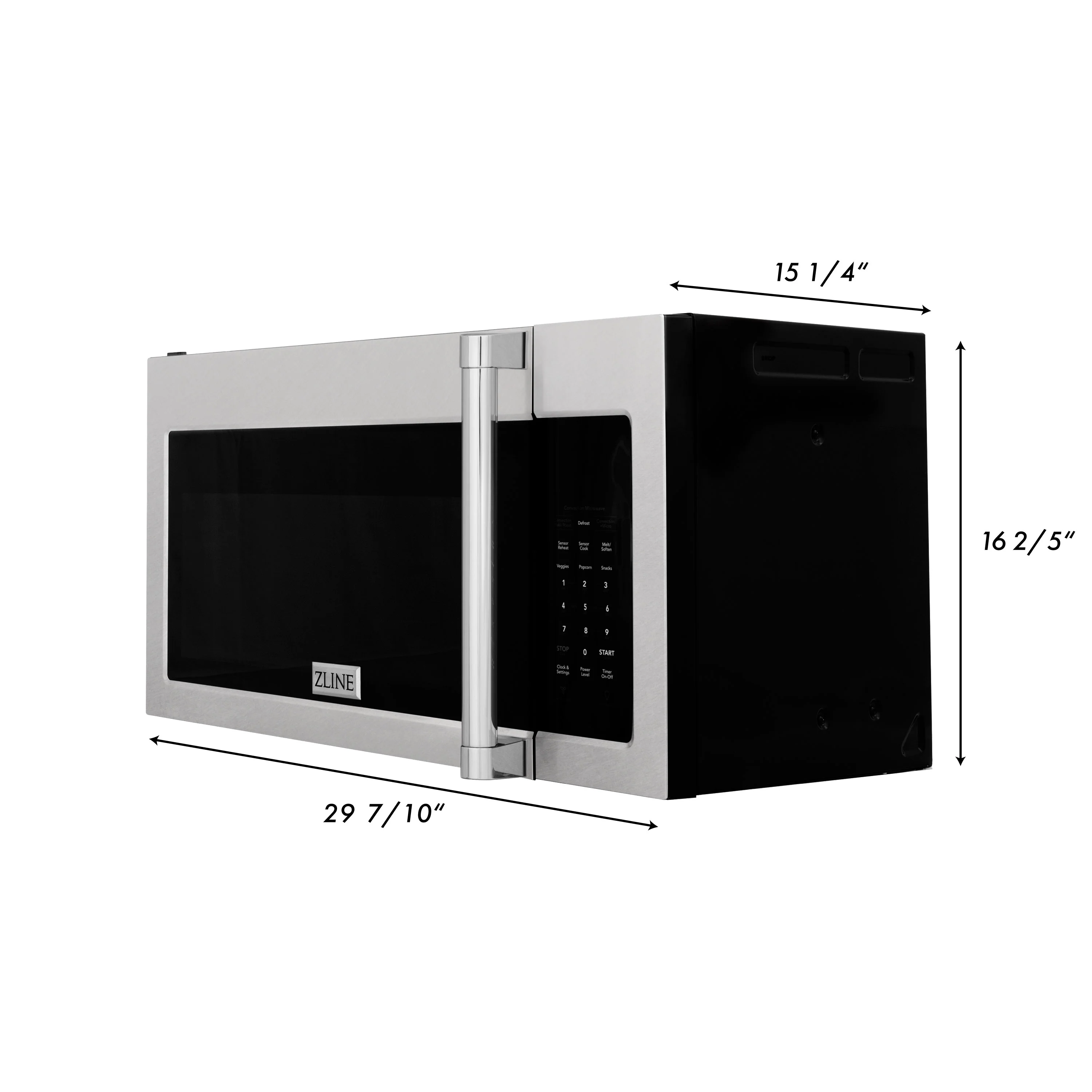 ZLINE 30 in. 1.5 cu. ft. Over-The-Range Microwave in Satin Stainless Steel with Traditional Handle and Set of 2 Charcoal Filters (MWO-OTRCFH-30-SS) - Image 6
