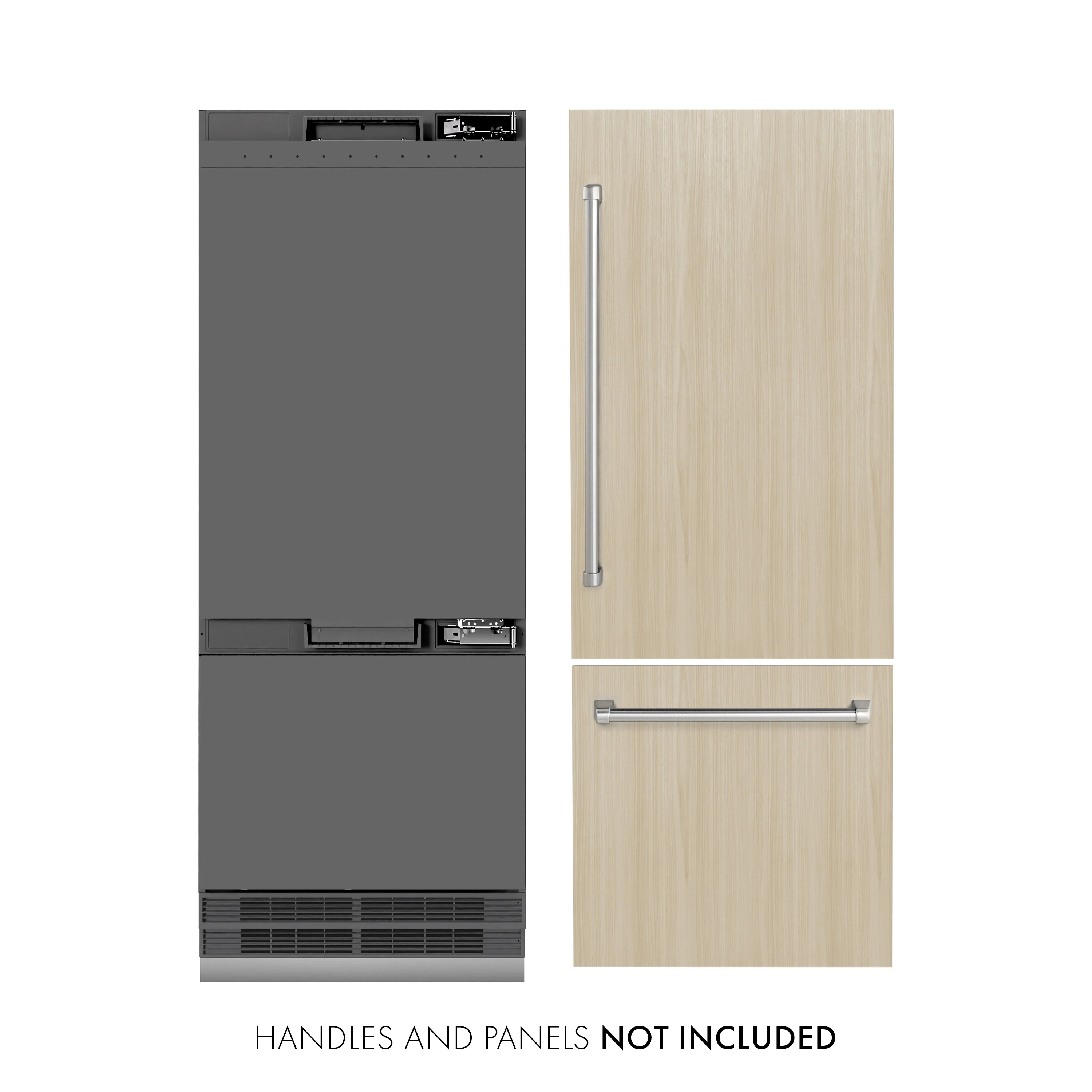 ZLINE 30 in. 16.1 cu. ft. Panel Ready Built-In Bottom Freezer Refrigerator with Water Dispenser and Ice Maker with Graphite Gray Interior (GRBIV-30) - Image 2
