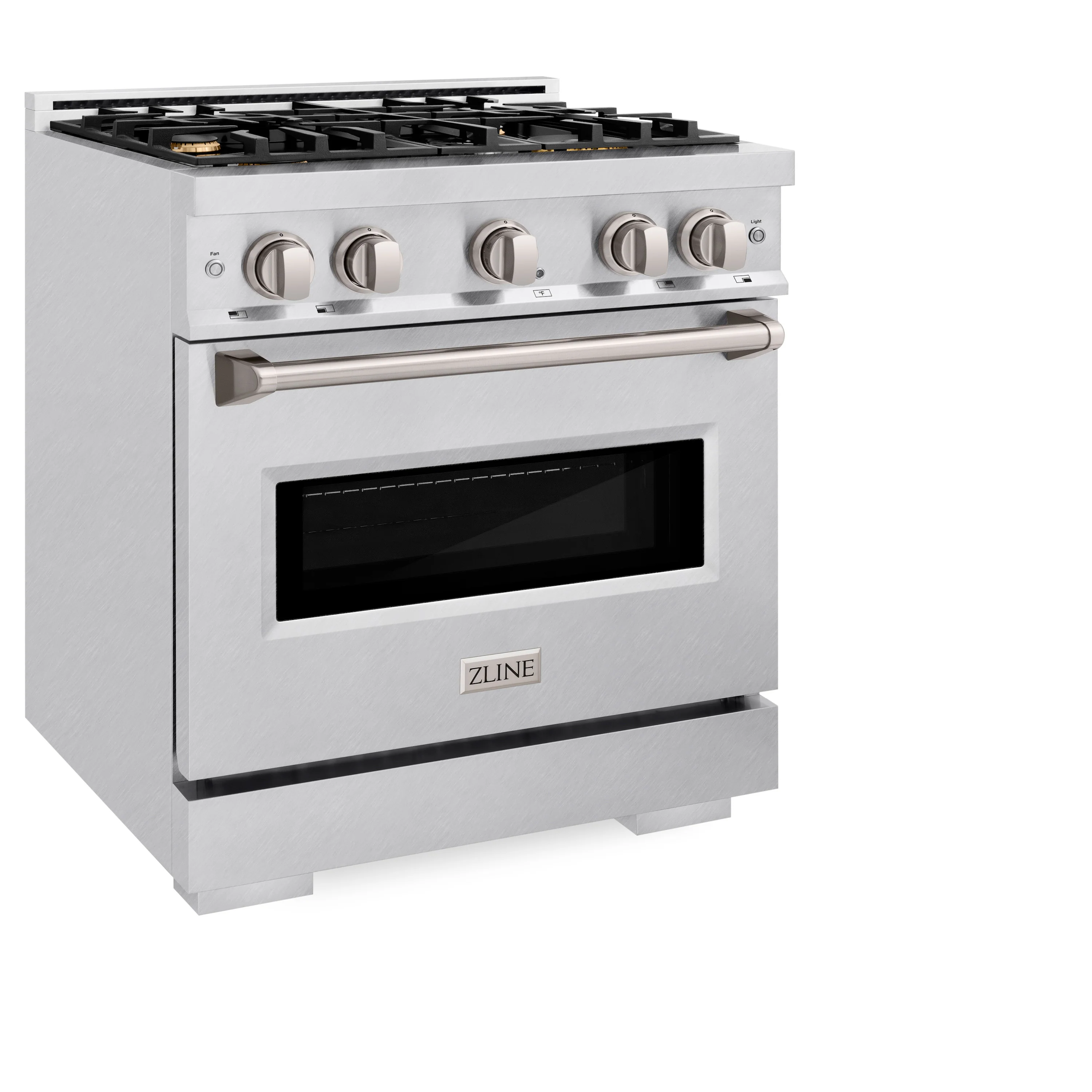 ZLINE 30 in. 4.2 cu. ft. Classic Dual Fuel Range with Gas Cooktop and Electric Convection Oven in Satin Stainless Steel with 4 Brass Burners (CDRS-BR-30) - Image 4