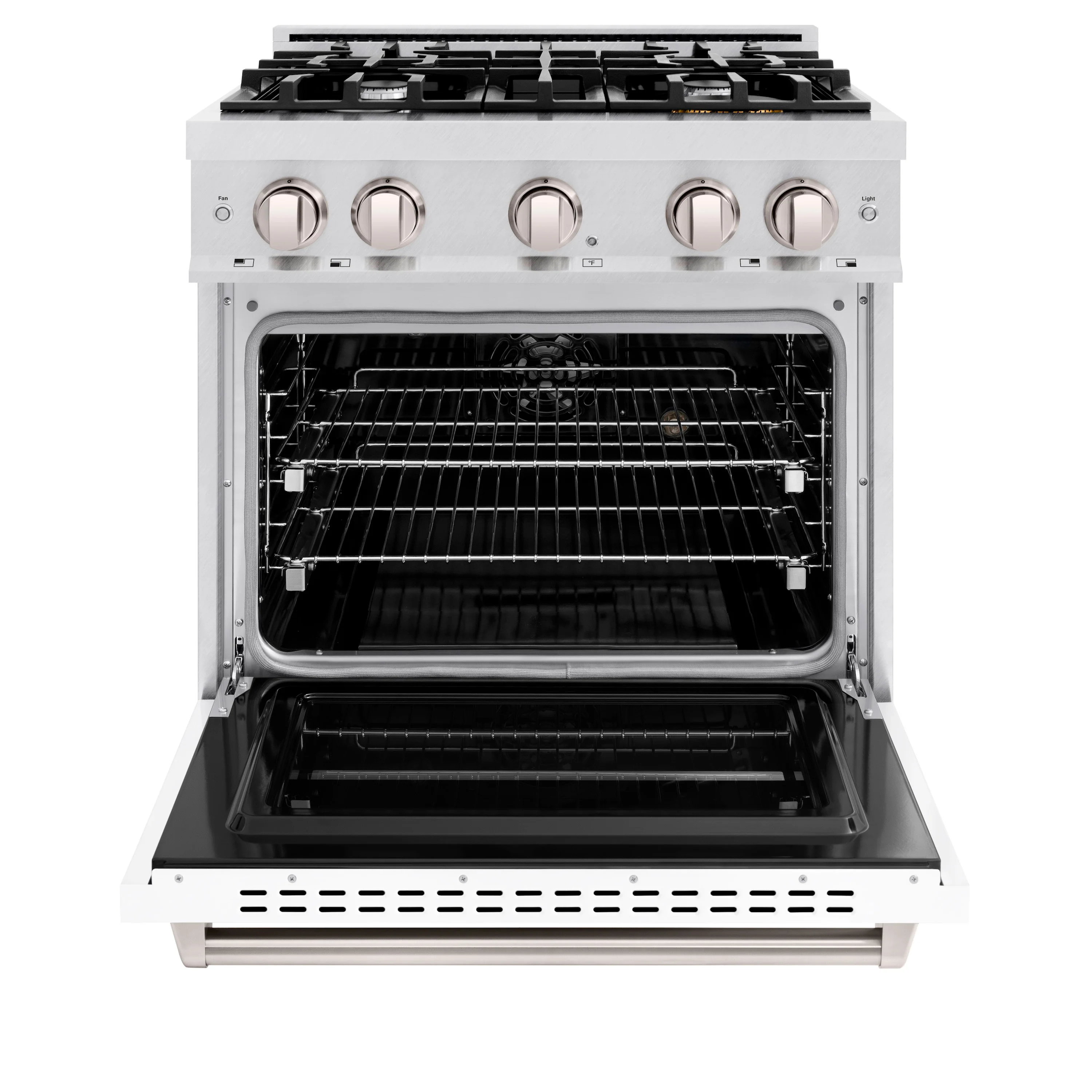 ZLINE 30 in. 4.2 cu. ft. Classic Dual Fuel Range with 4 Burner Gas Cooktop and Electric Convection Oven in Satin Stainless Steel with White Matte Door (CDRS-WM-30) - Image 7