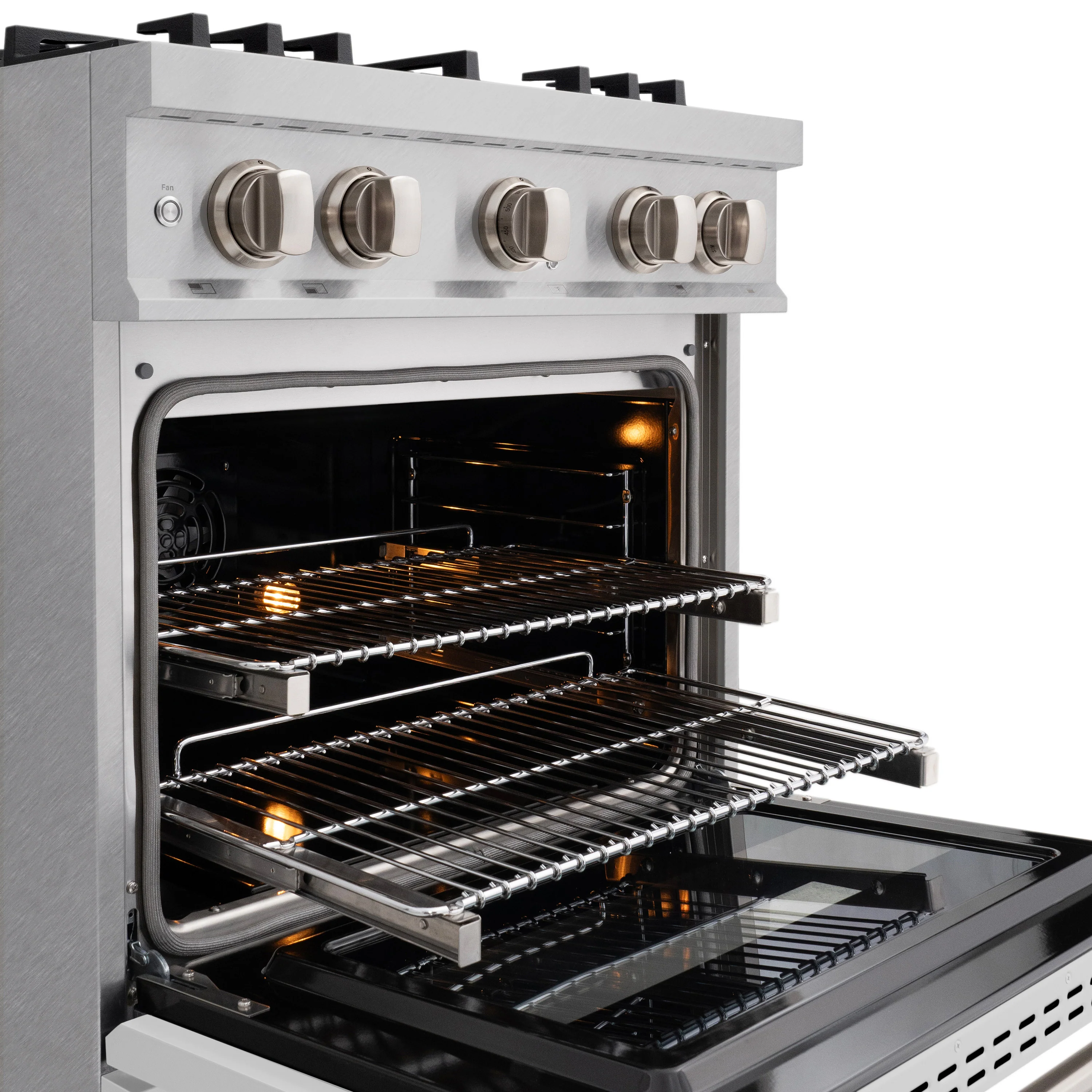 ZLINE 30 in. 4.2 cu. ft. Classic Dual Fuel Range with 4 Burner Gas Cooktop and Electric Convection Oven in Satin Stainless Steel with White Matte Door (CDRS-WM-30) - Image 8