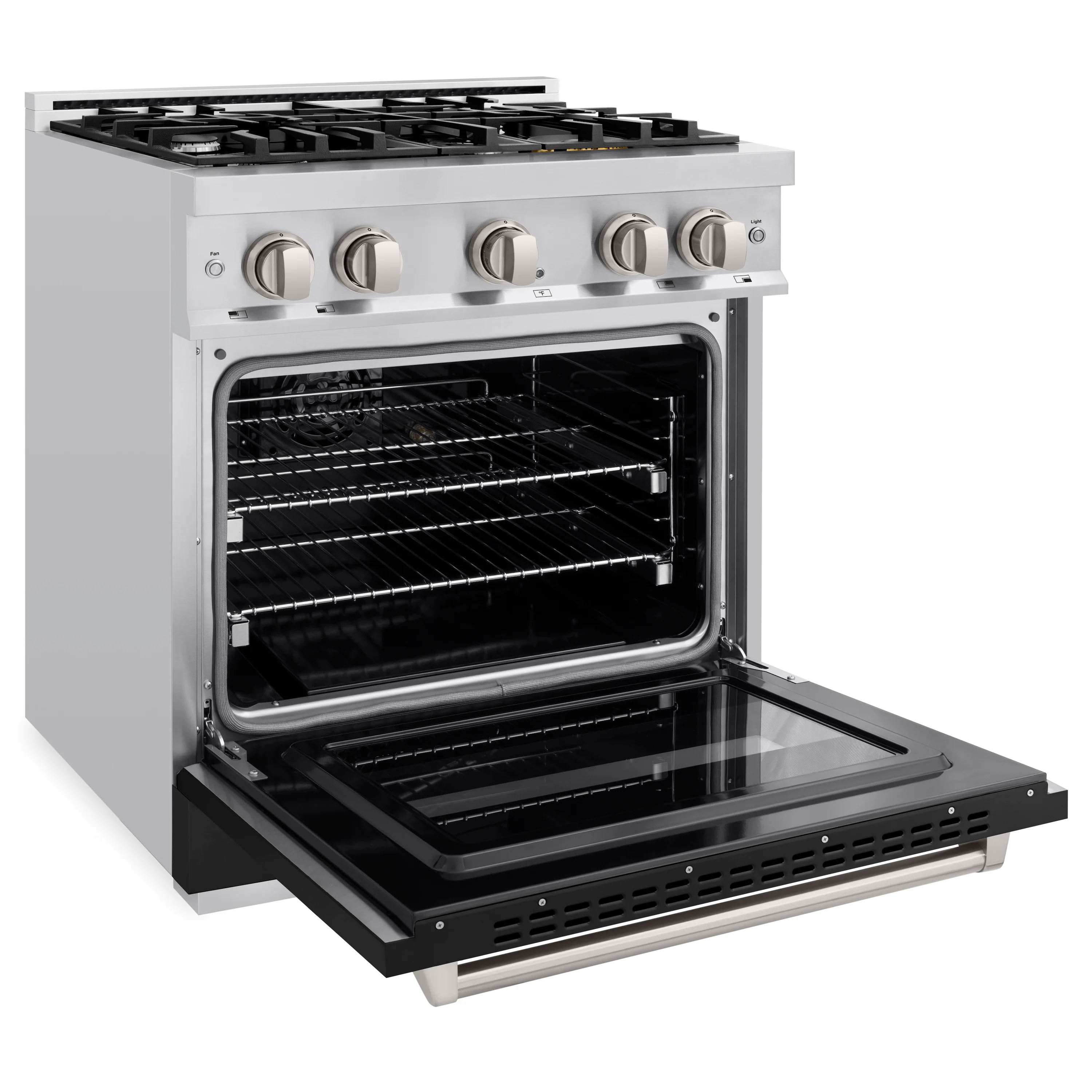 ZLINE 30 in. 4.2 cu. ft. Classic Dual Fuel Range with 4 Burner Gas Cooktop and Electric Convection Oven in Stainless Steel with Black Matte Door (CDR-BLM-30) - Image 7