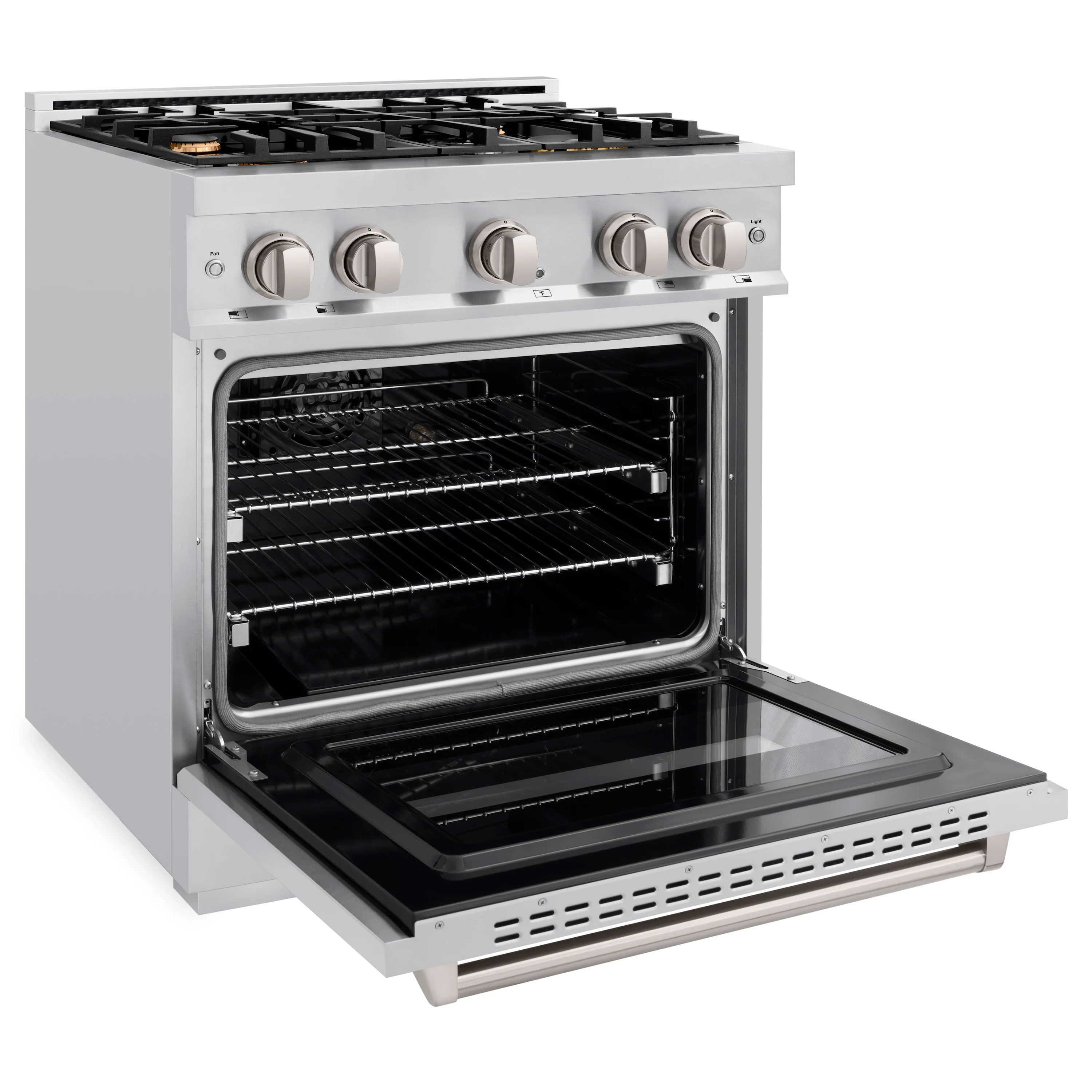 ZLINE 30 in. 4.2 cu. ft. Classic Dual Fuel Range with Gas Cooktop and Electric Convection Oven in Stainless Steel with 4 Brass Burners (CDR-BR-30) - Image 3