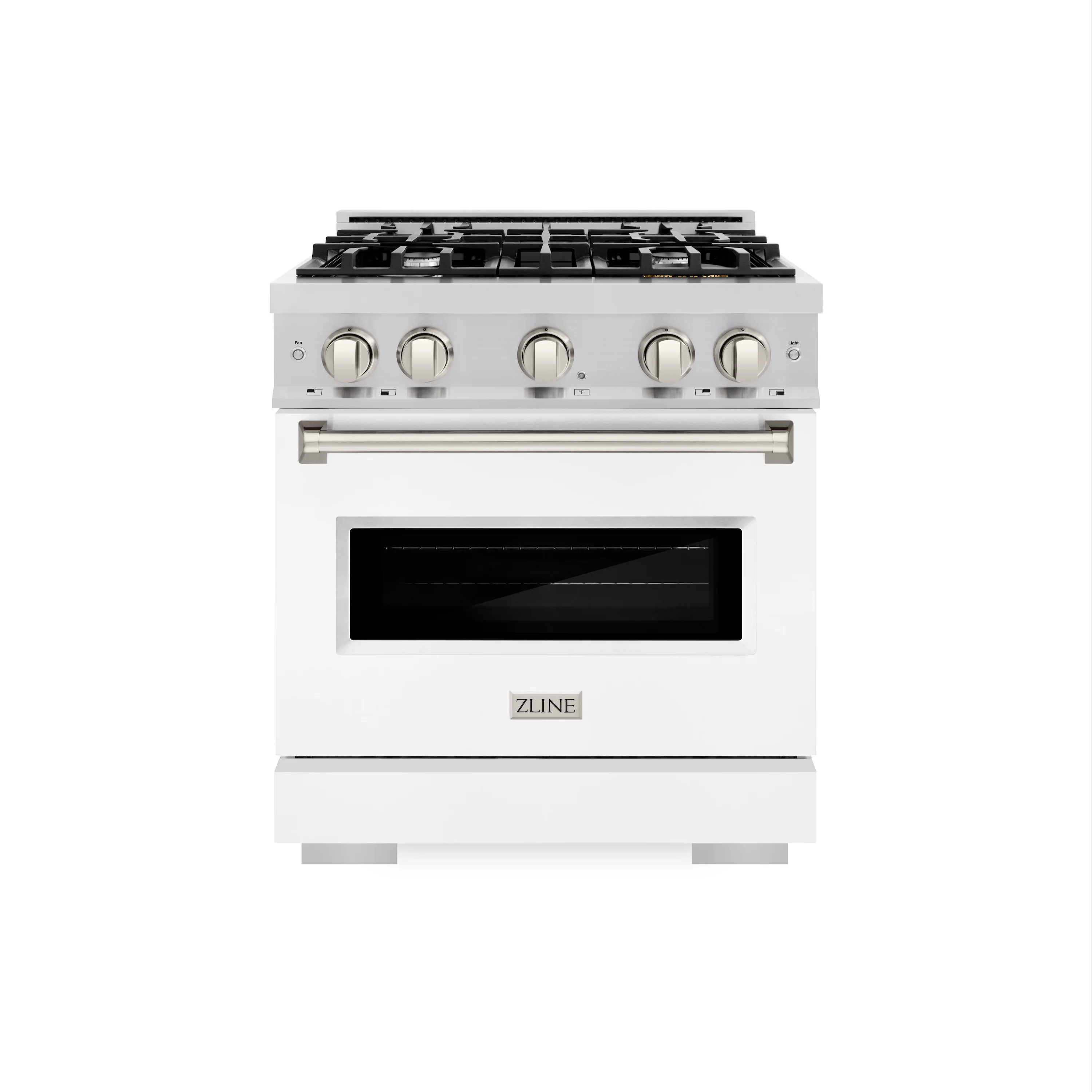 ZLINE 30 in. 4.2 cu. ft. Classic Dual Fuel Range with 4 Burner Gas Cooktop and Electric Convection Oven in Stainless Steel with White Matte Door (CDR-WM-30) - Image 3