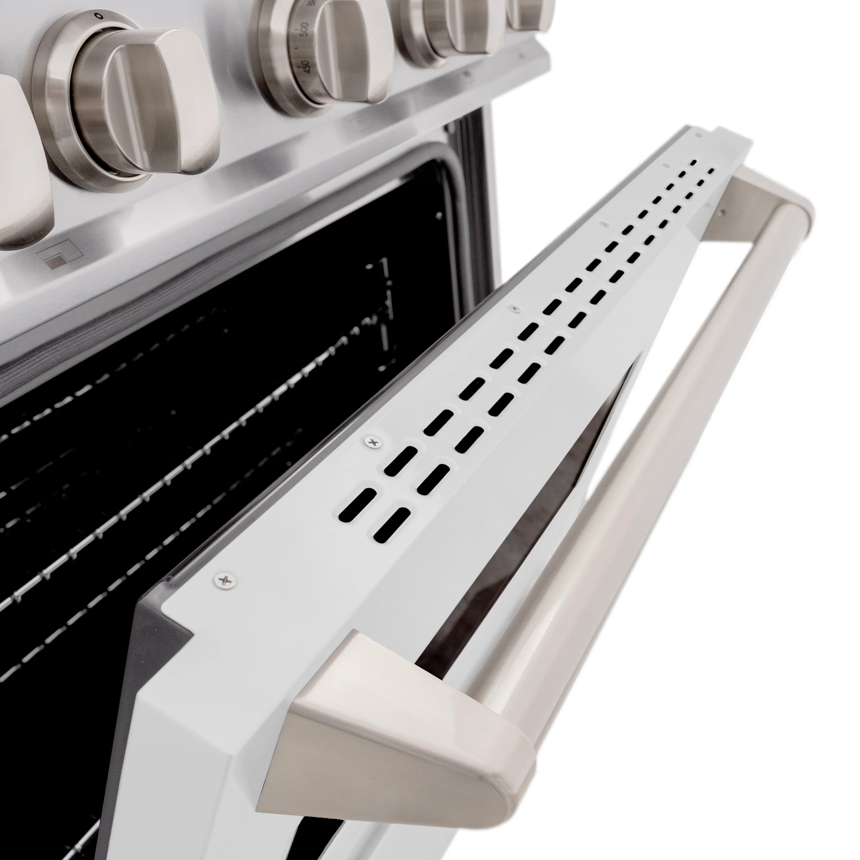 ZLINE 30 in. 4.2 cu. ft. Classic Dual Fuel Range with 4 Burner Gas Cooktop and Electric Convection Oven in Stainless Steel with White Matte Door (CDR-WM-30) - Image 6