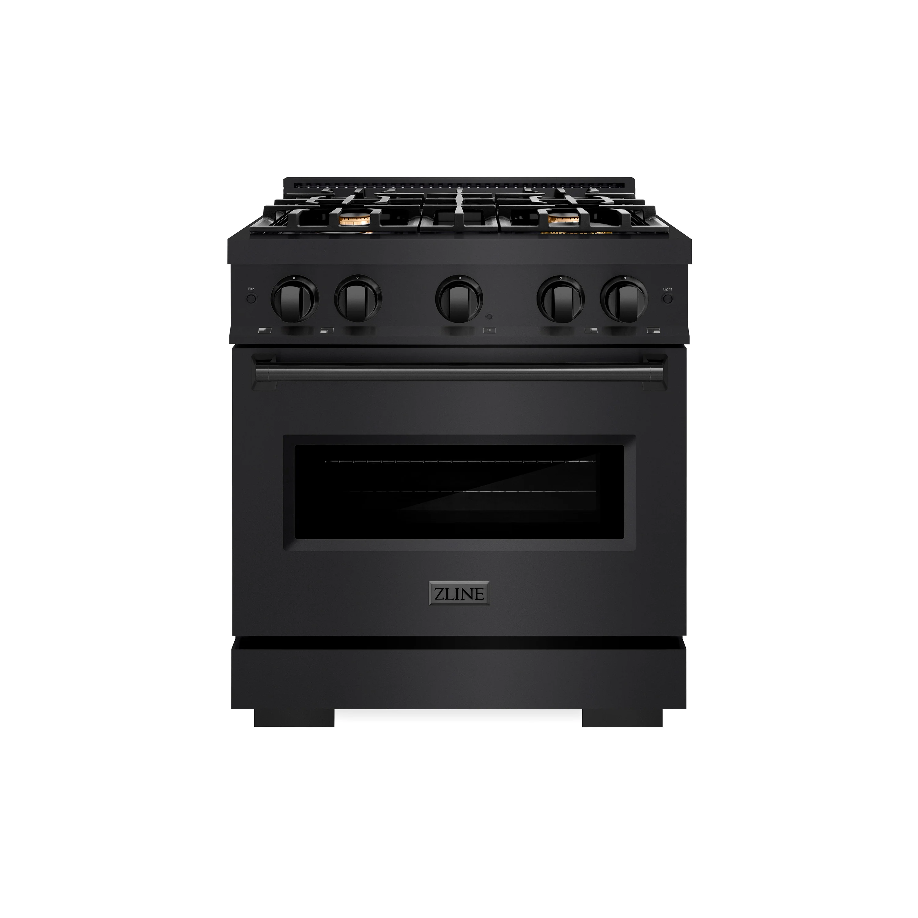 ZLINE 30 in. 4.2 cu. ft. Classic Gas Range with Convection Gas Oven in Black Stainless Steel with 4 Brass Burners (CGRB-BR-30) - Image 2