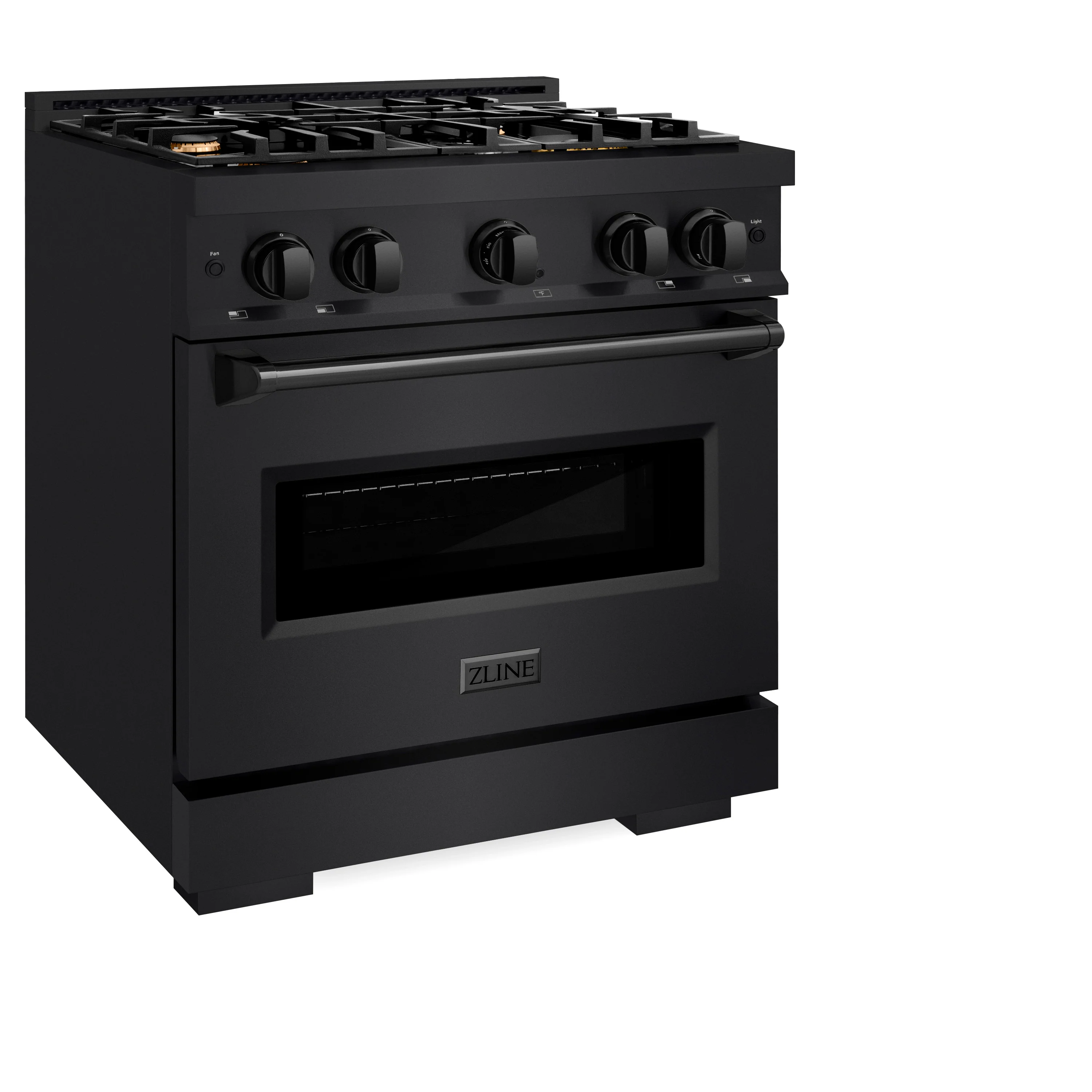 ZLINE 30 in. 4.2 cu. ft. Classic Gas Range with Convection Gas Oven in Black Stainless Steel with 4 Brass Burners (CGRB-BR-30) - Image 3