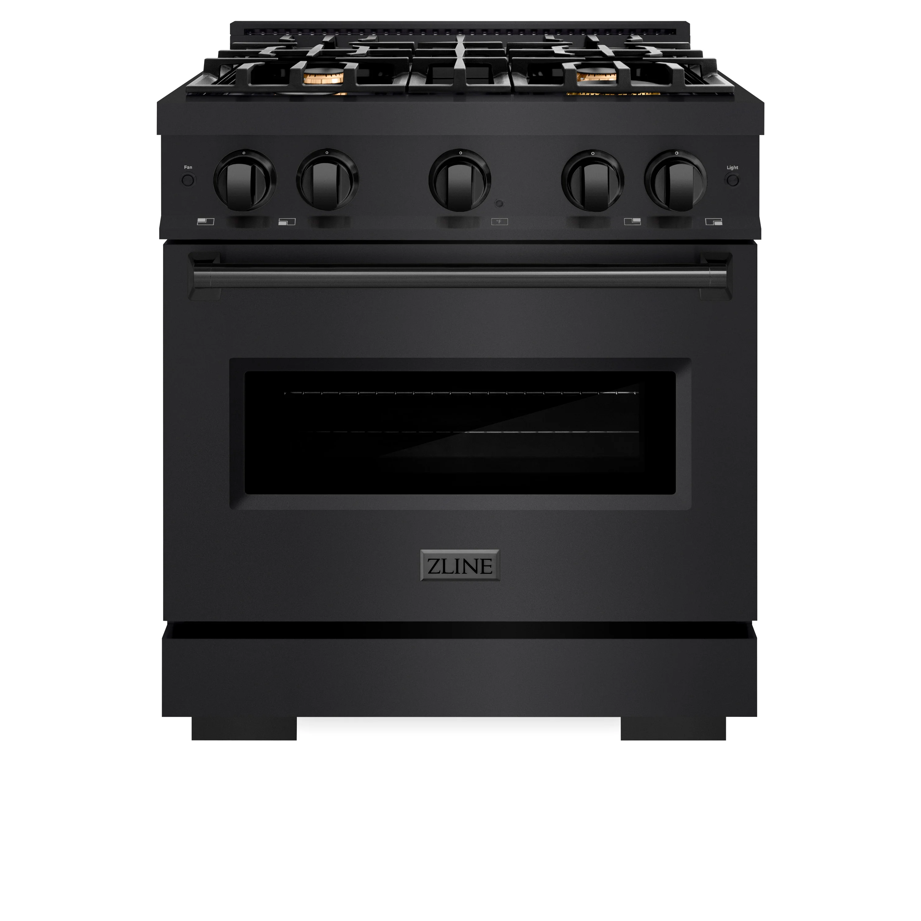 ZLINE 30 in. 4.2 cu. ft. Classic Gas Range with Convection Gas Oven in Black Stainless Steel with 4 Brass Burners (CGRB-BR-30) - Image 4
