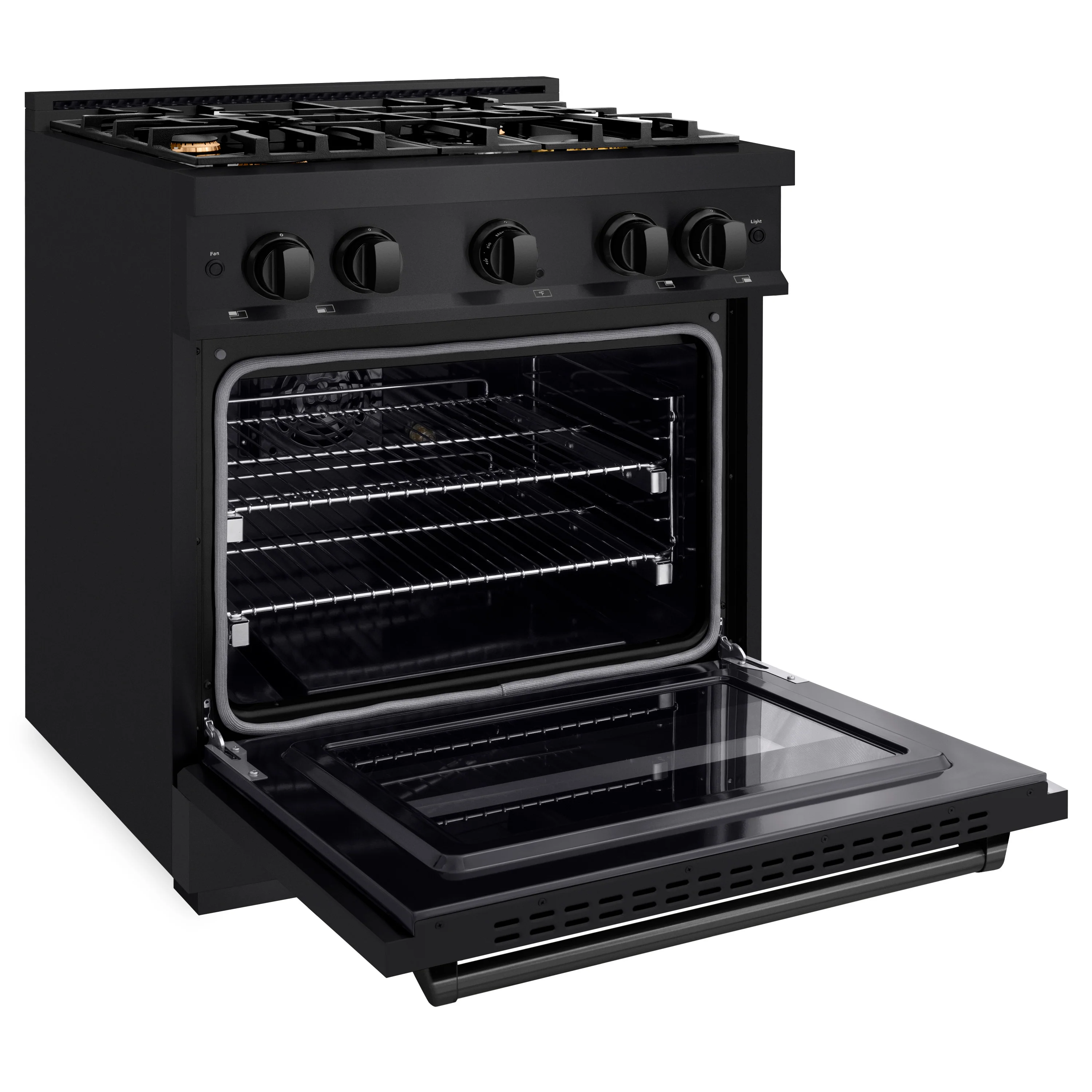ZLINE 30 in. 4.2 cu. ft. Classic Gas Range with Convection Gas Oven in Black Stainless Steel with 4 Brass Burners (CGRB-BR-30) - Image 9