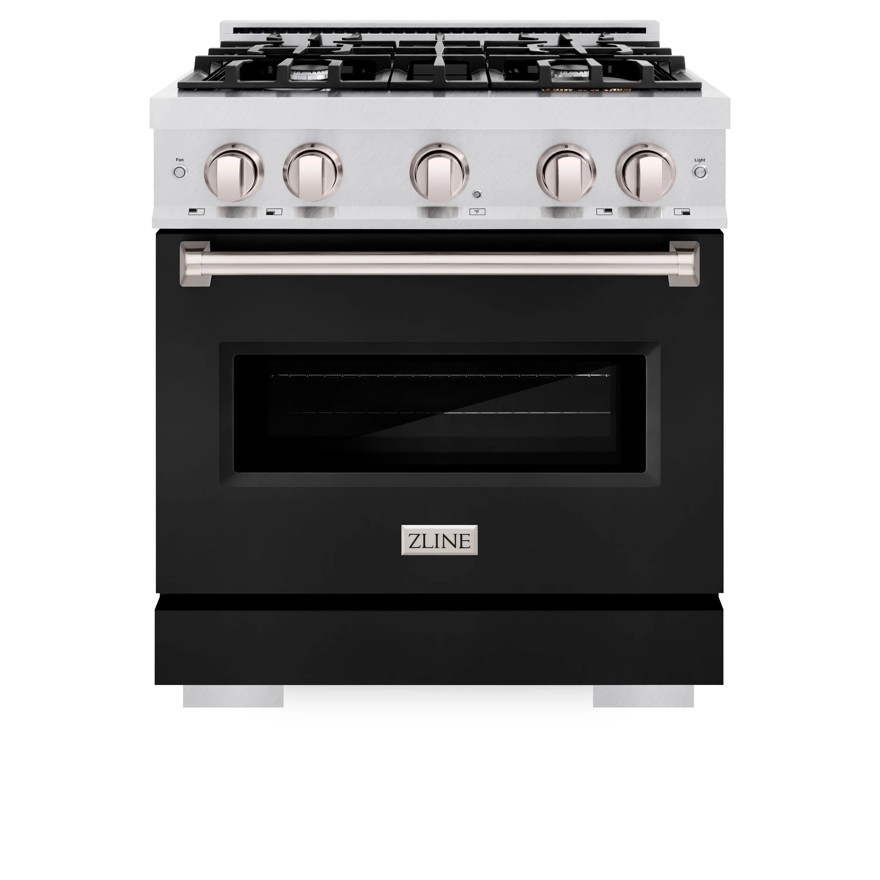 ZLINE 30 in. 4.2 cu. ft. Classic Gas Range with 4 Burner Cooktop and Convection Gas Oven in Satin Stainless Steel with Black Matte Door (CGRS-BLM-30) - Image 3