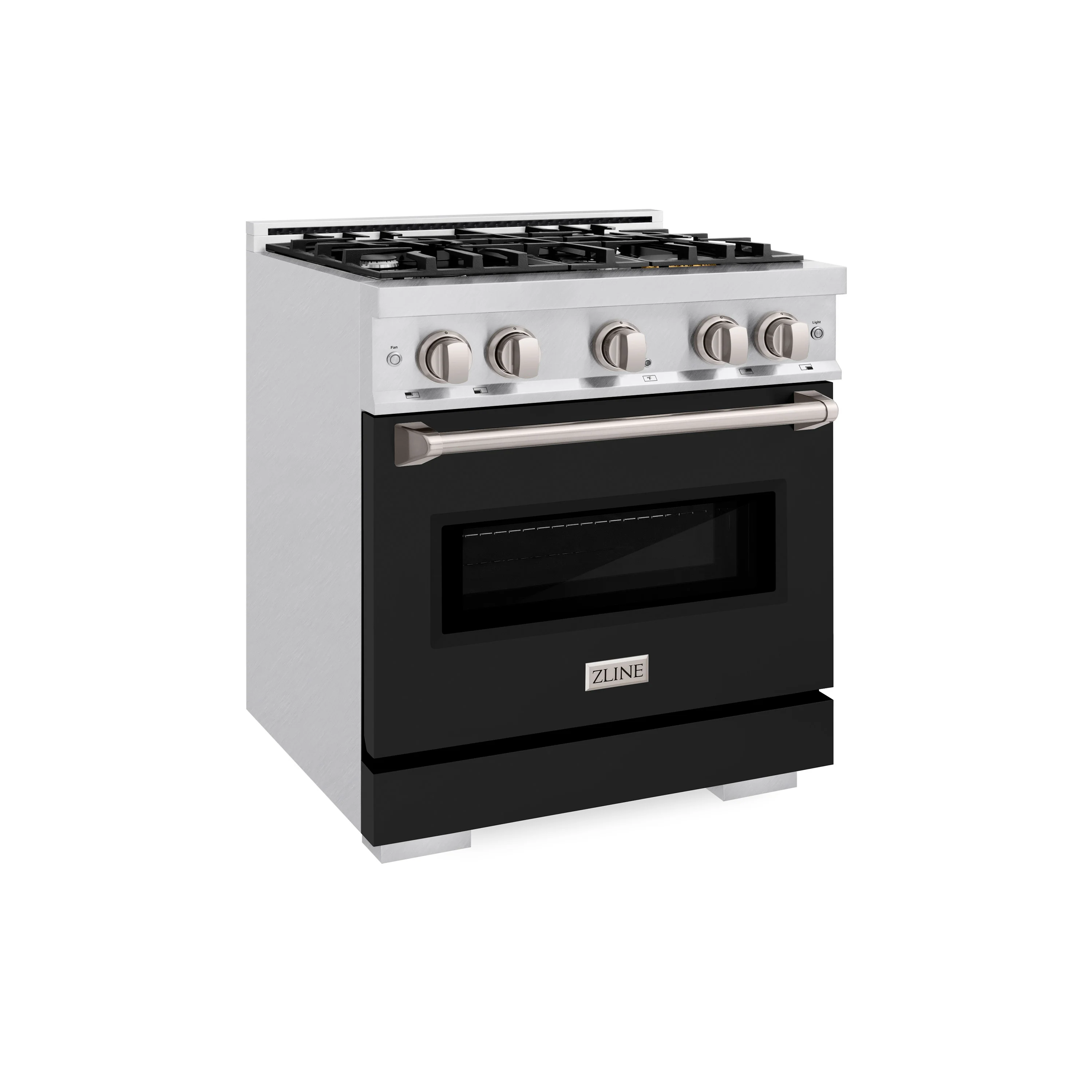 ZLINE 30 in. 4.2 cu. ft. Classic Gas Range with 4 Burner Cooktop and Convection Gas Oven in Satin Stainless Steel with Black Matte Door (CGRS-BLM-30) - Image 5