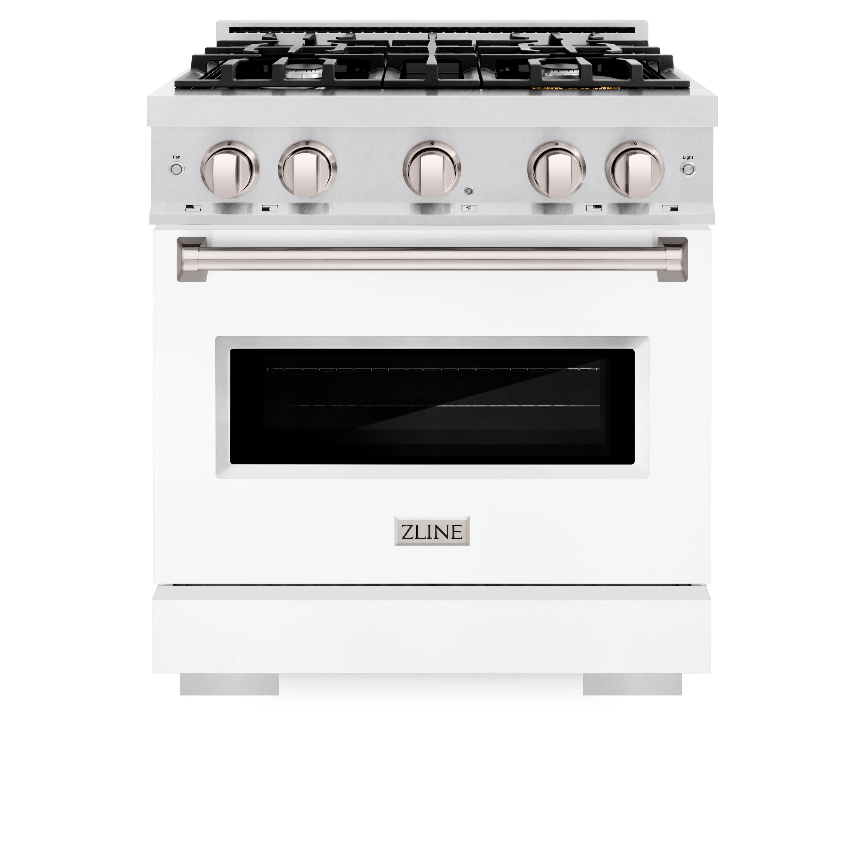 ZLINE 30 in. 4.2 cu. ft. Classic Gas Range with 4 Burner Cooktop and Convection Gas Oven in Satin Stainless Steel with White Matte Door (CGRS-WM-30) - Image 3