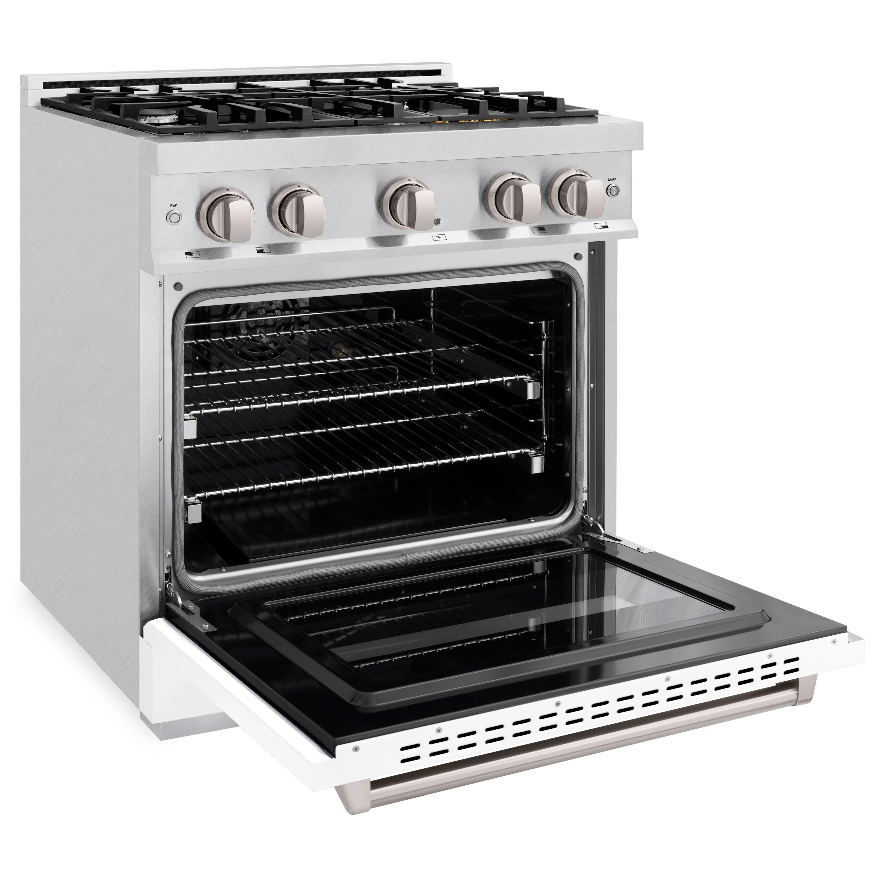 ZLINE 30 in. 4.2 cu. ft. Classic Gas Range with 4 Burner Cooktop and Convection Gas Oven in Satin Stainless Steel with White Matte Door (CGRS-WM-30) - Image 7