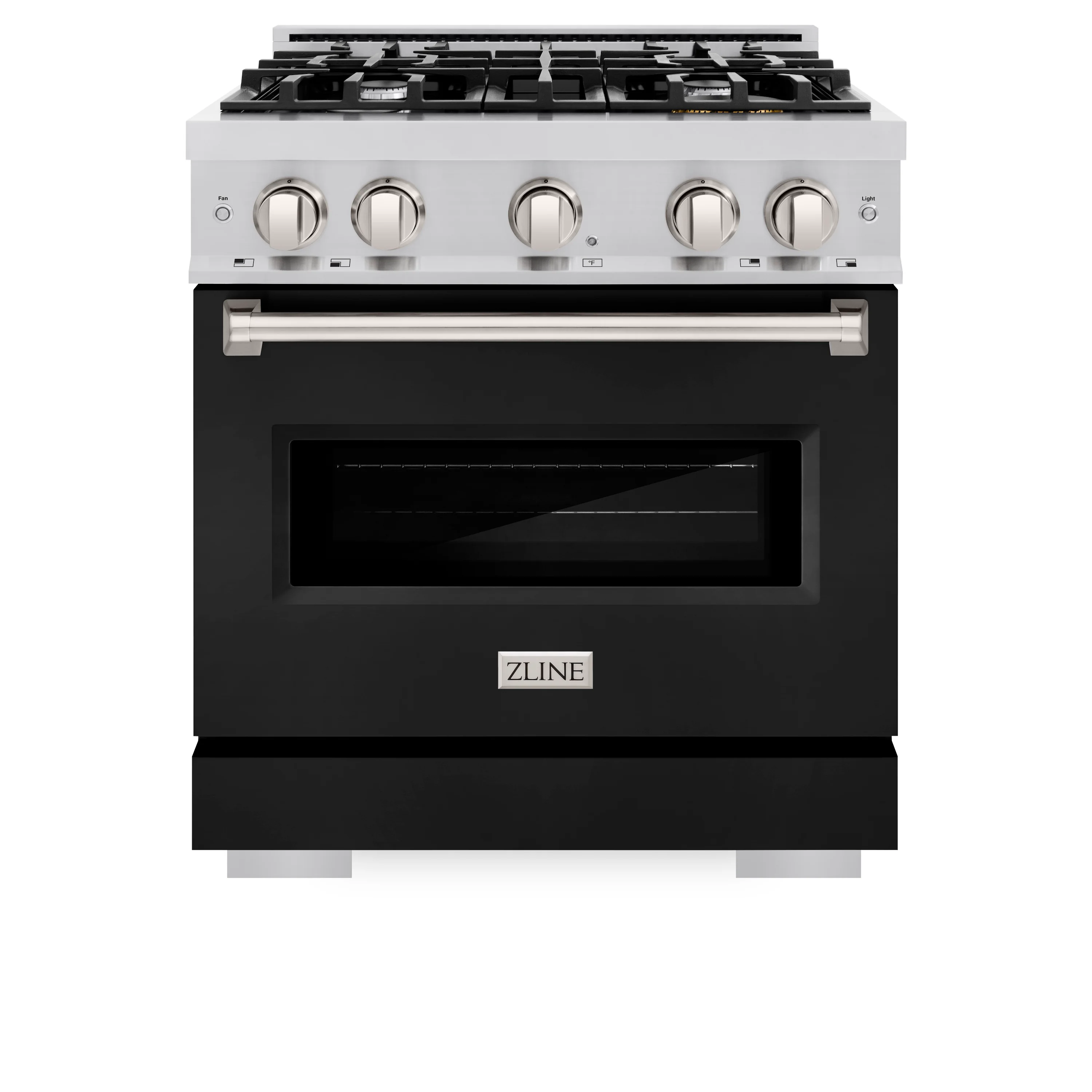 ZLINE 30 in. 4.2 cu. ft. Classic Gas Range with 4 Burner Cooktop and Convection Gas Oven in Stainless Steel with Black Matte Door (CGR-BLM-30) - Image 2