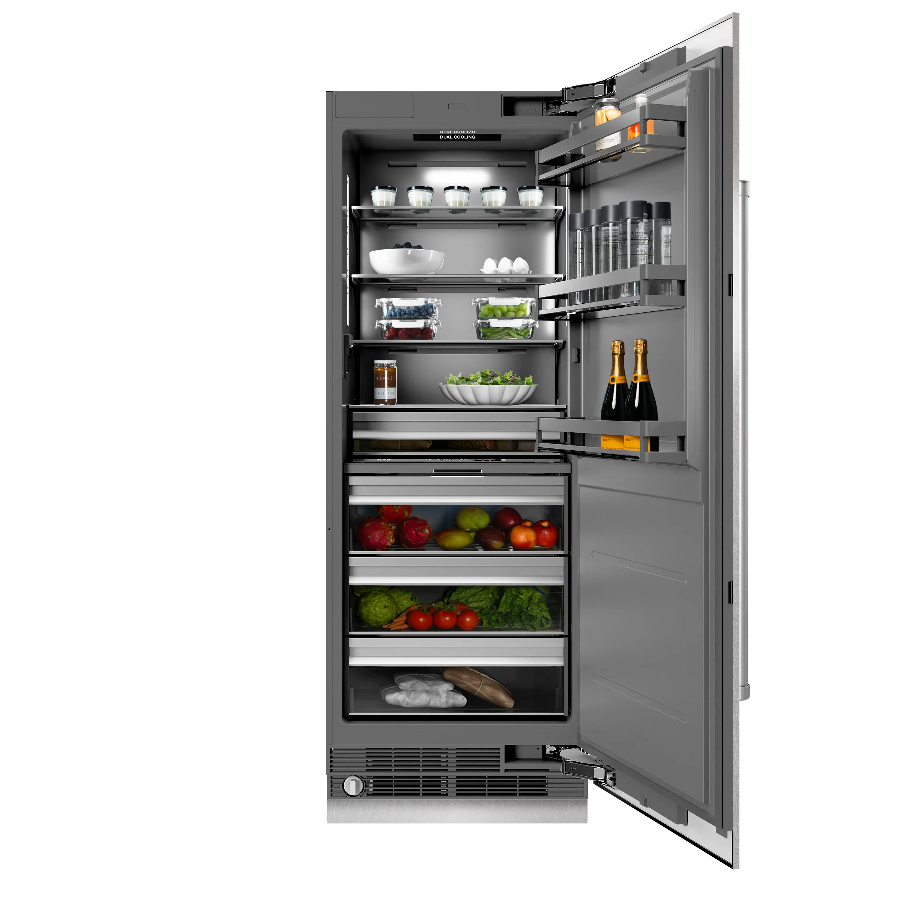 ZLINE 30 in. 16.7 cu. ft. Column Refrigerator in Satin Stainless Steel with Graphite Gray Interior (RCRV-SN-30) - Image 5