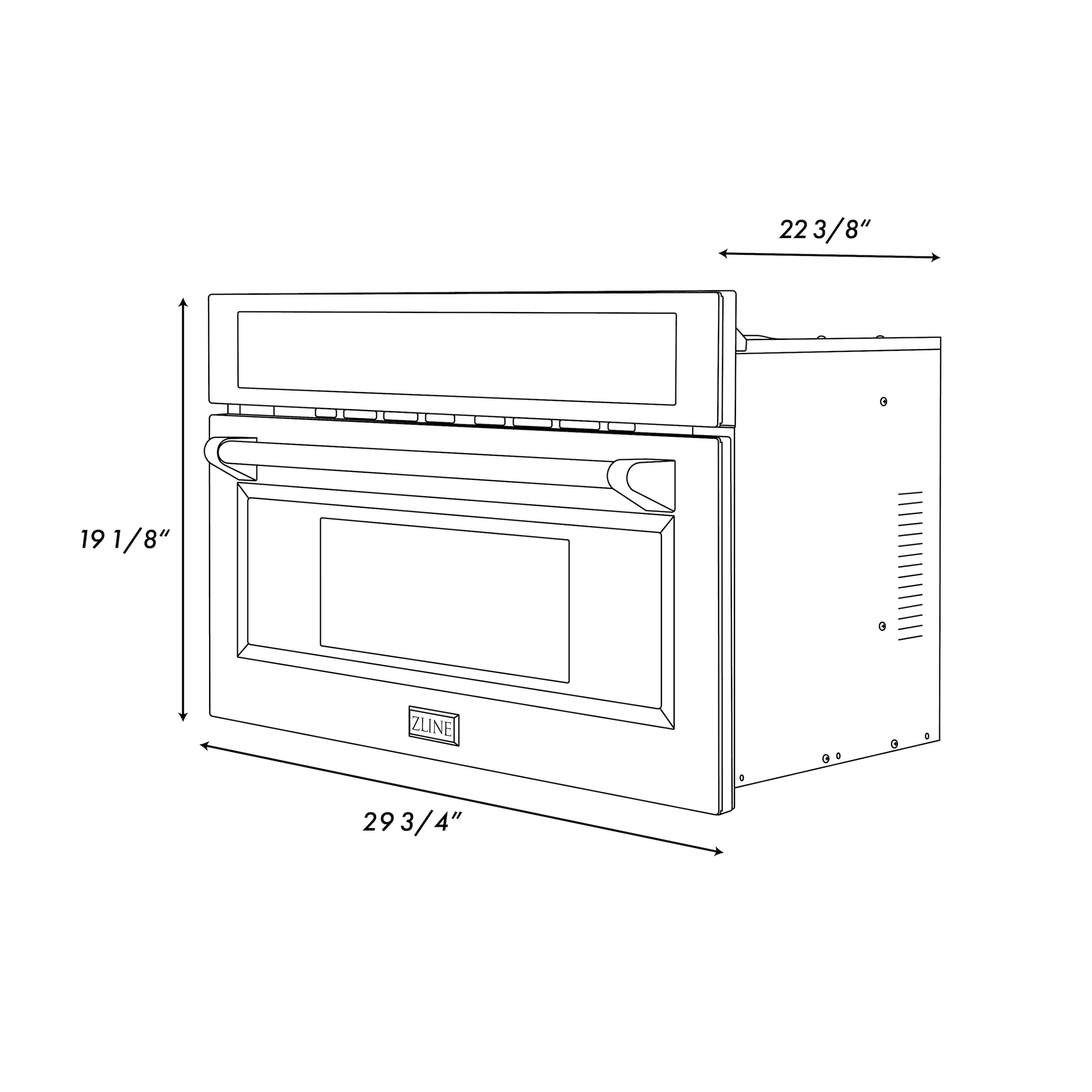 ZLINE 30 in. 1.6 cu ft. Built-in Convection Microwave Oven in Satin Stainless Steel with Speed and Sensor Cooking (MWO-30-SS) - Image 9