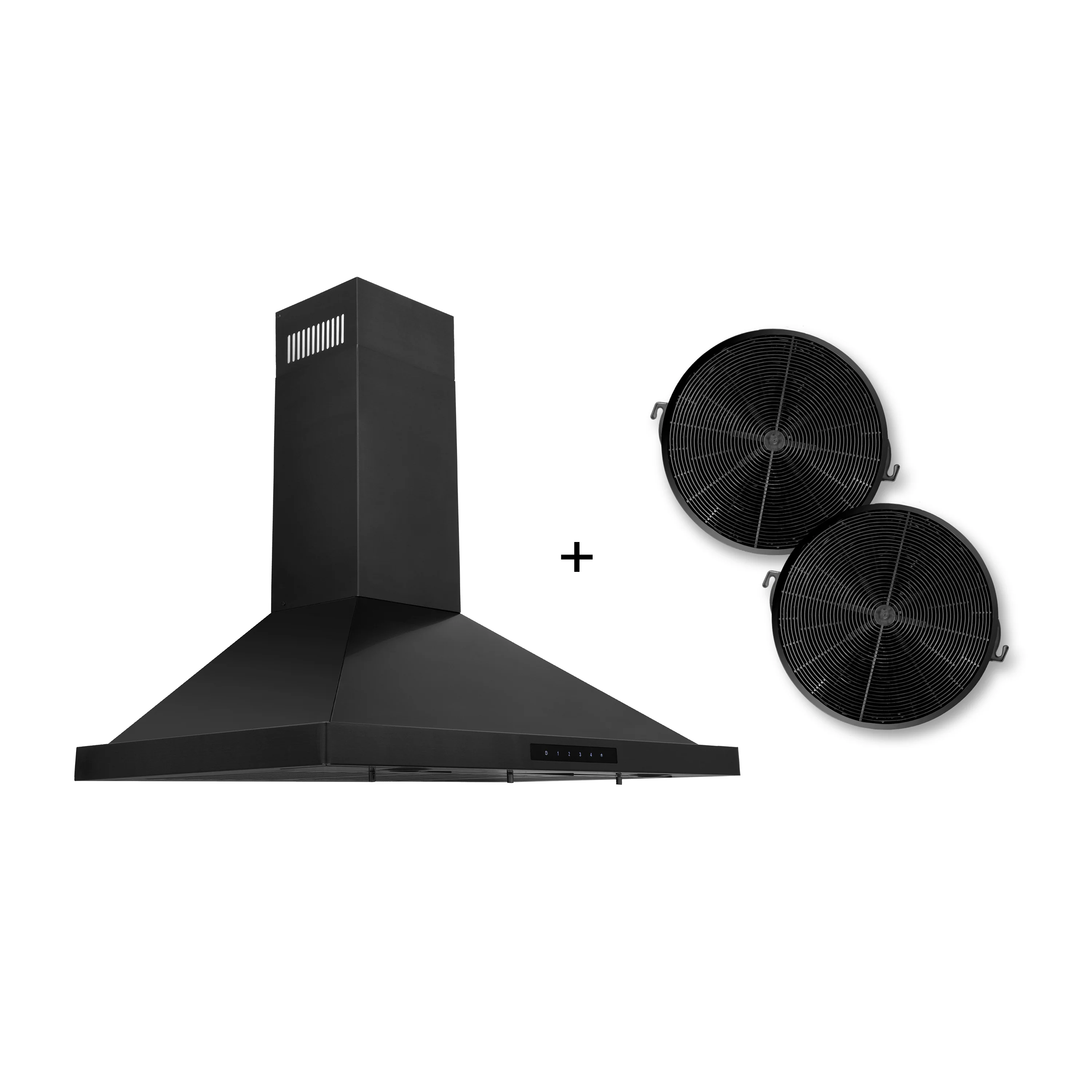 ZLINE 30" Convertible Wall Mount Range Hood in Black Stainless Steel with Set of 2 Charcoal Filters, LED lighting and Dishwasher-Safe Baffle Filters (BSKBN-CF-30) - Image 2