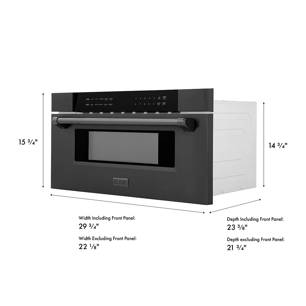 ZLINE 30 in. 1.2 cu. ft. Built-in Microwave Drawer in Black Stainless Steel, Open Box-Great Condition - Image 9