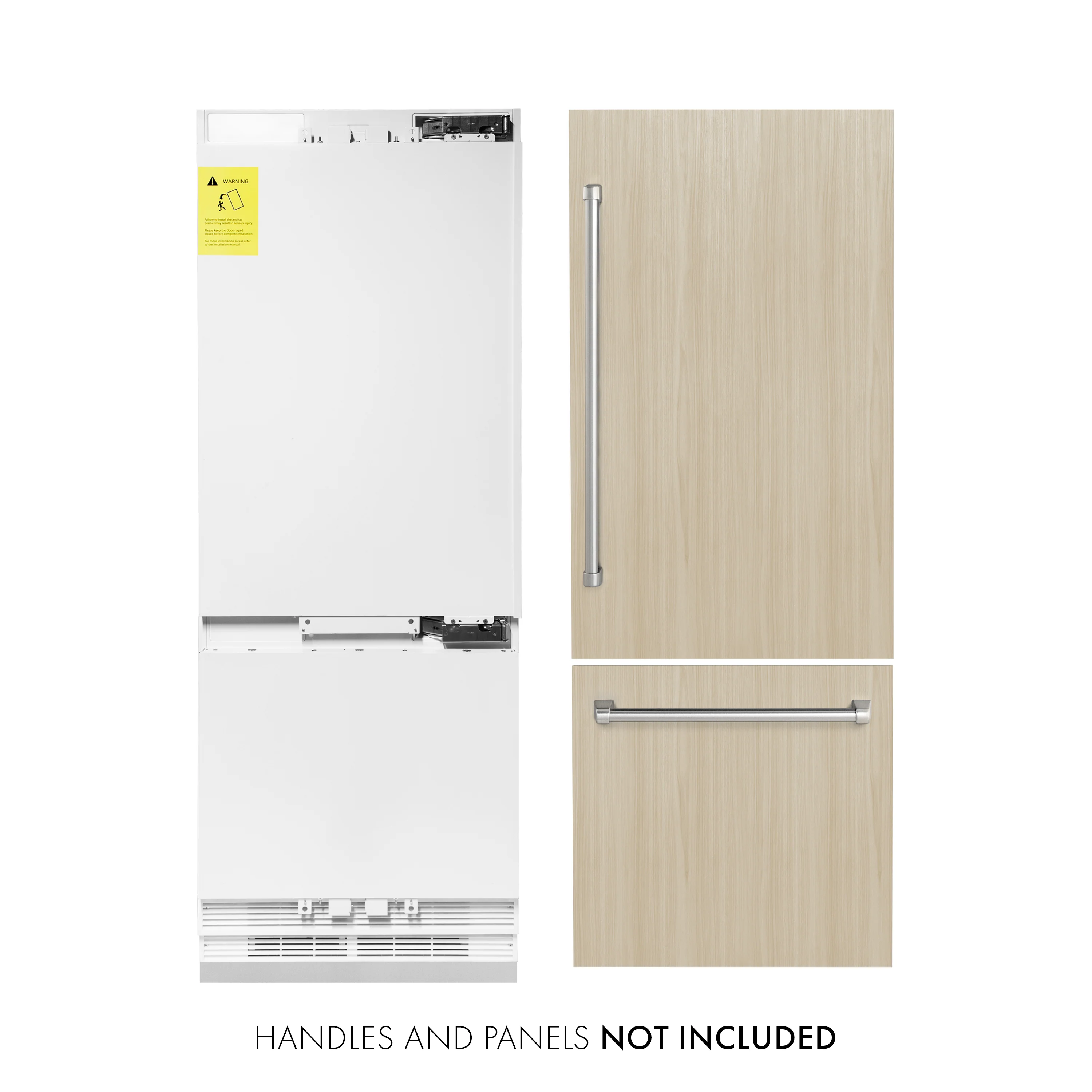 ZLINE 30 in. 16.1 cu. ft. Panel Ready Built-In Bottom Freezer Refrigerator with Water Dispenser and Ice Maker, Open Box-Good Condition