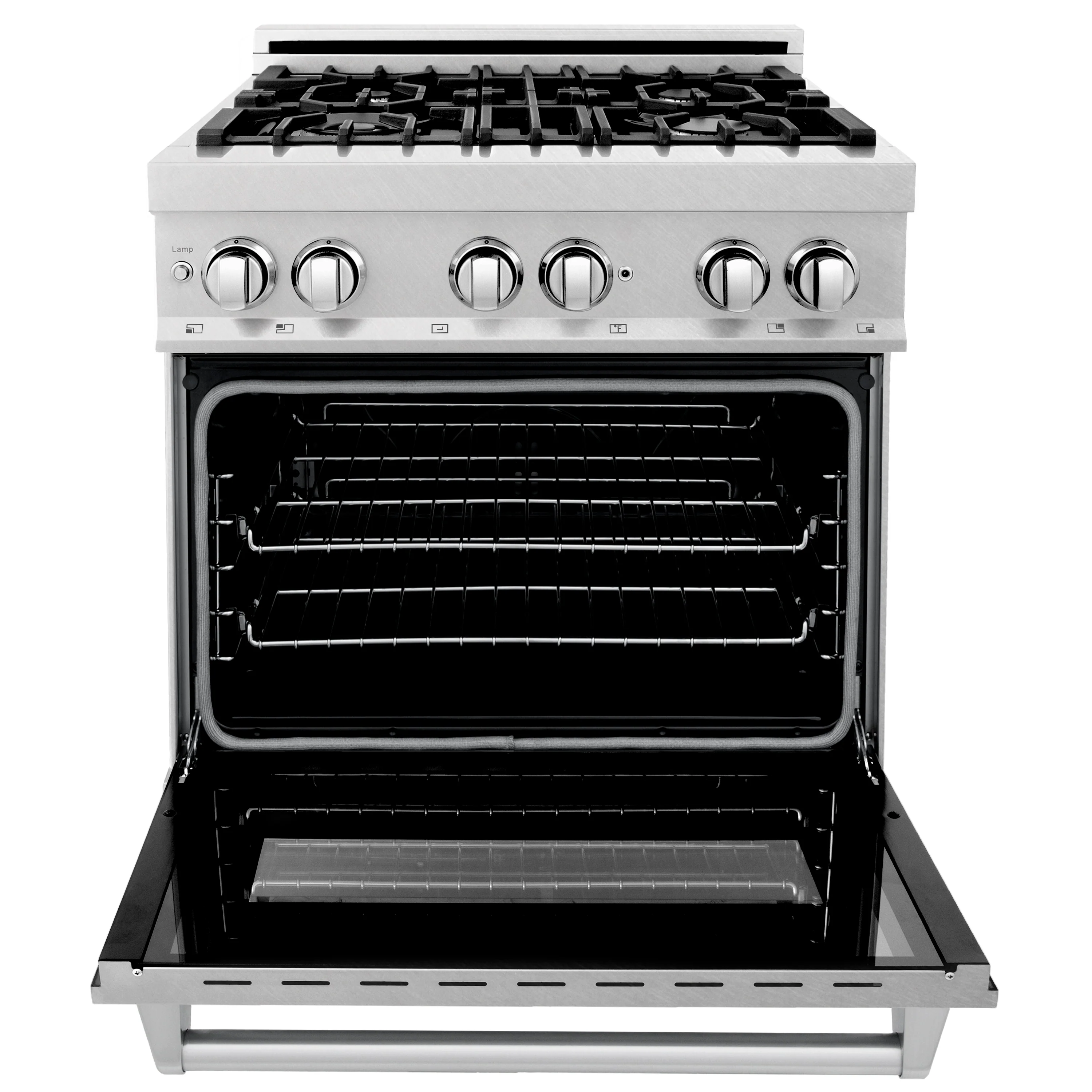 ZLINE 30 in. 4.0 cu. ft. Legacy Dual Fuel Range with Gas Cooktop and Electric Convection Oven in Satin Stainless Steel with 4 Brass Burners and Griddle (RAS-SN-BR-GR-30) - Image 3