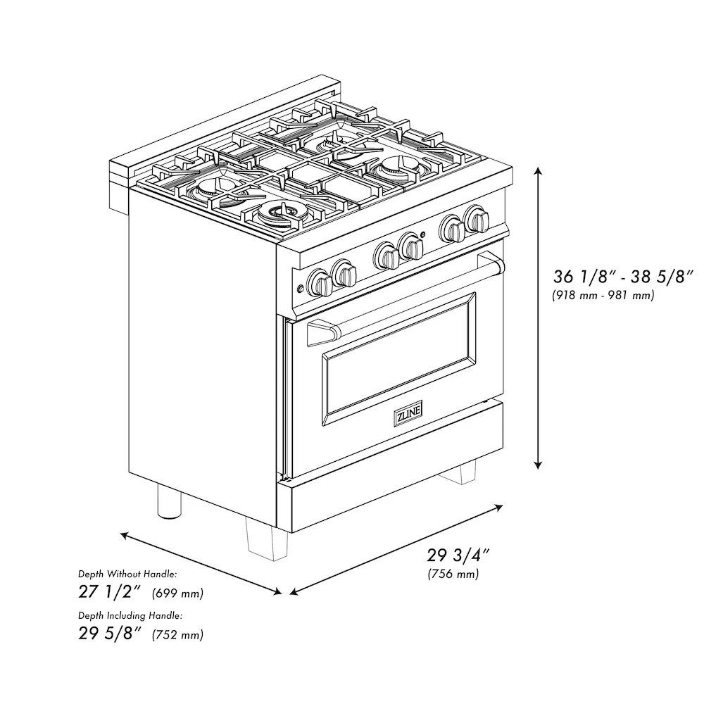 ZLINE 30 in. 4.0 cu. ft. Legacy Dual Fuel Range with 4 Burner Gas Cooktop and Electric Convection Oven in Satin Stainless Steel, Open Box-Great Condition - Image 31