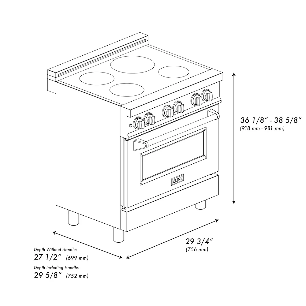 ZLINE 30 in. 4.0 cu. ft. Legacy Induction Range with 4 Element Cooktop and Electric Oven in Stainless Steel and Blue Gloss Door, Open Box-Great Condition - Image 8